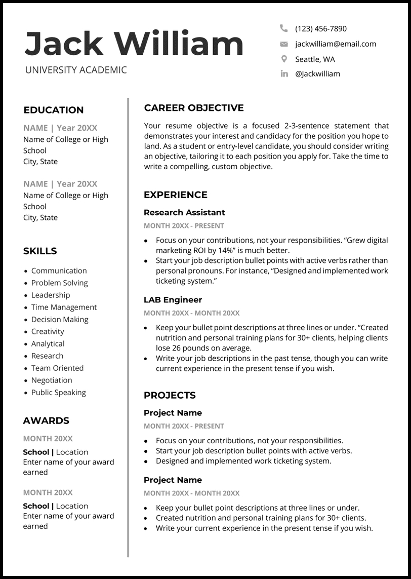45 Word Resume Templates (Free) Designed For 2025 for Free Printable Resume Templates Microsoft Word
