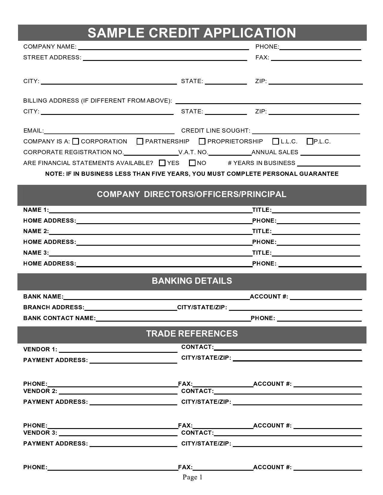48 Blank Business Credit Application Templates (100% Free) with regard to Free Printable Business Credit Application Form