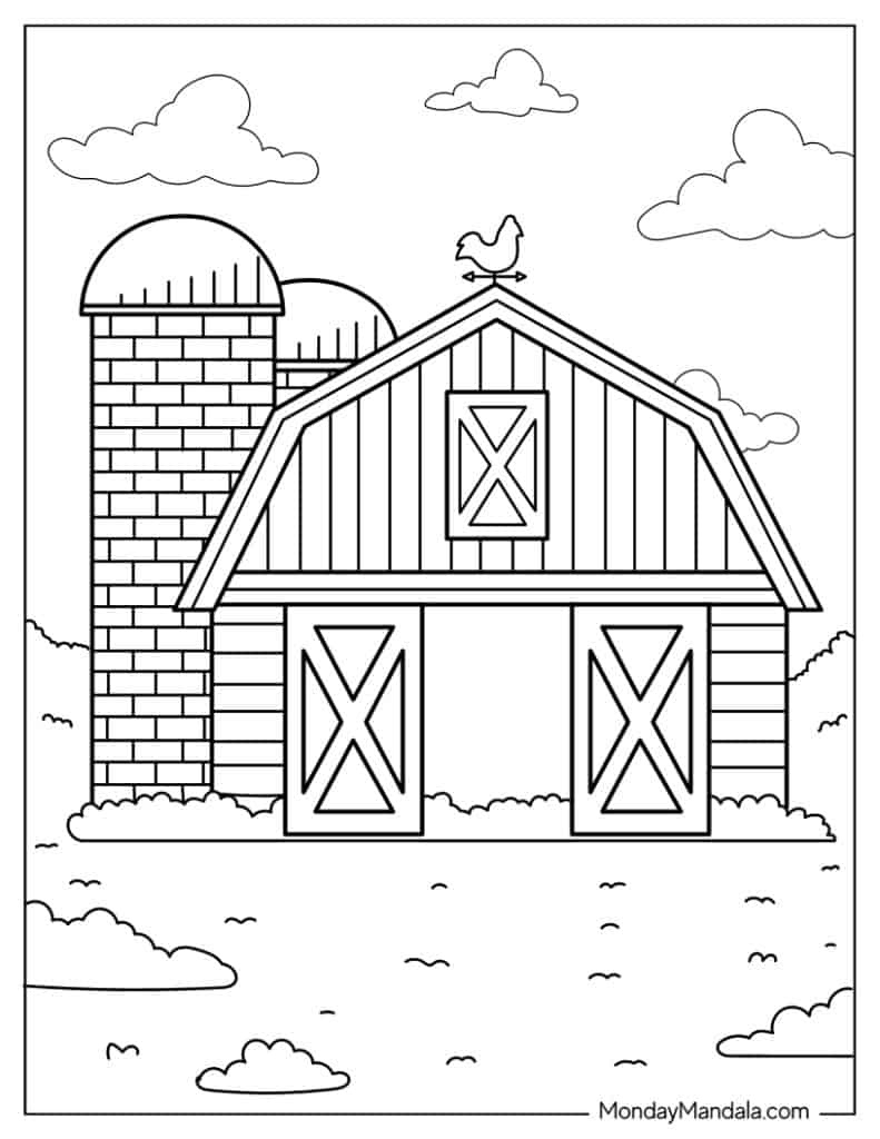 48 Farm Coloring Pages (Free Pdf Printables) pertaining to Free Printable Barn Coloring Pages