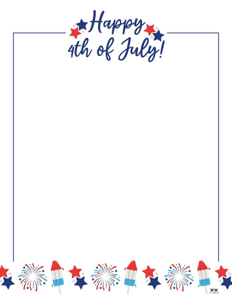 4Th Of July Borders & Frames - 20 Pages | Printabulls throughout Free Printable 4Th Of July Stationery