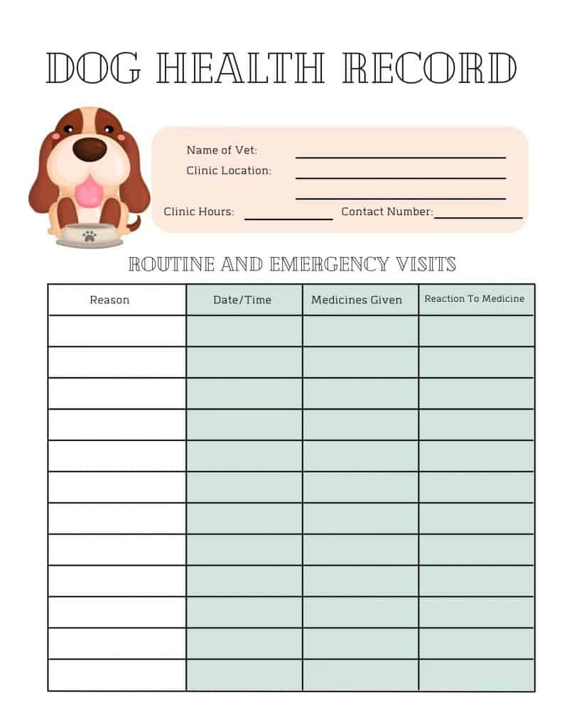 5 Free Printable Pet Health Record Sheets - My Printable Home regarding Free Printable Pet Health Record