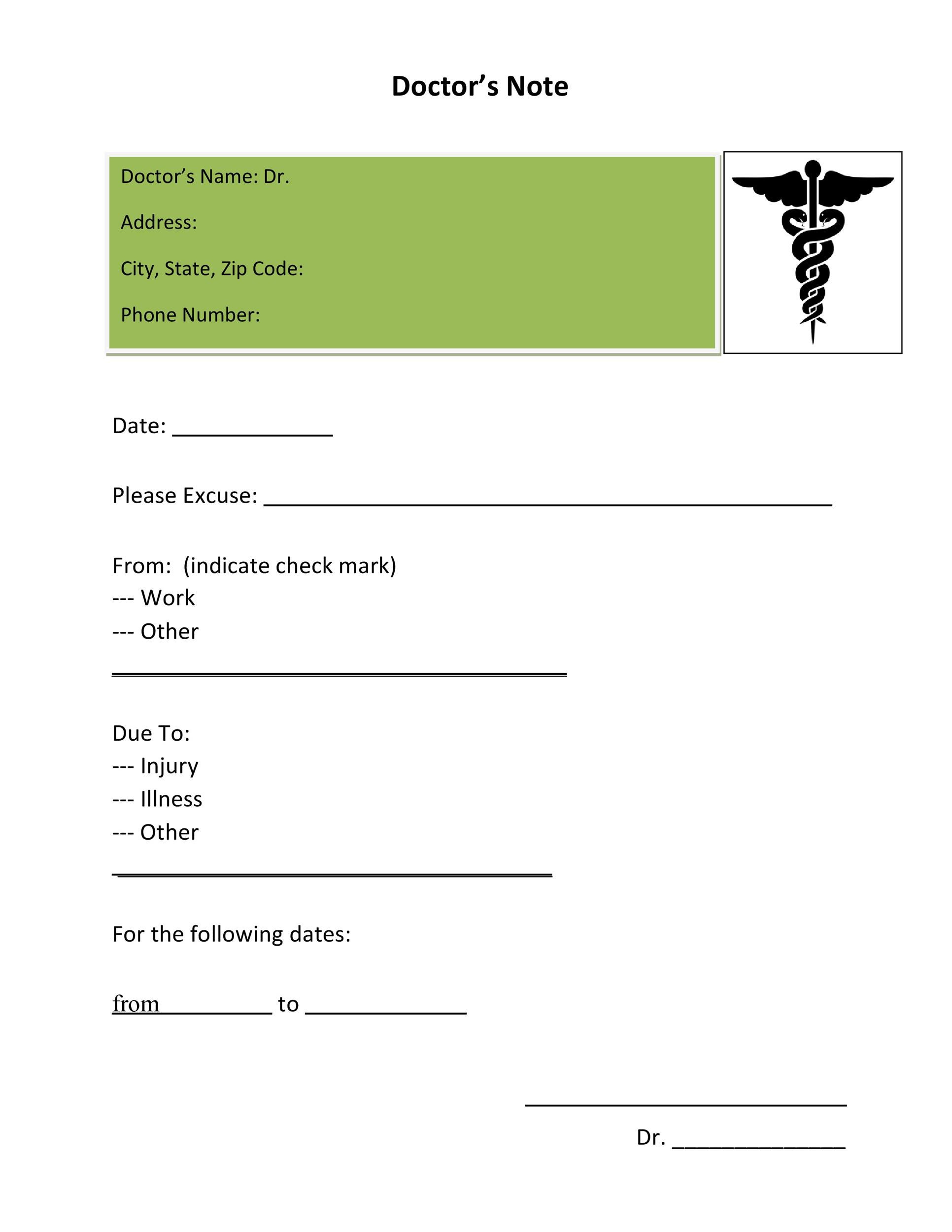 50+ Free Doctor Note Templates [For Work Or School] in Printable Fake Doctors Notes Free