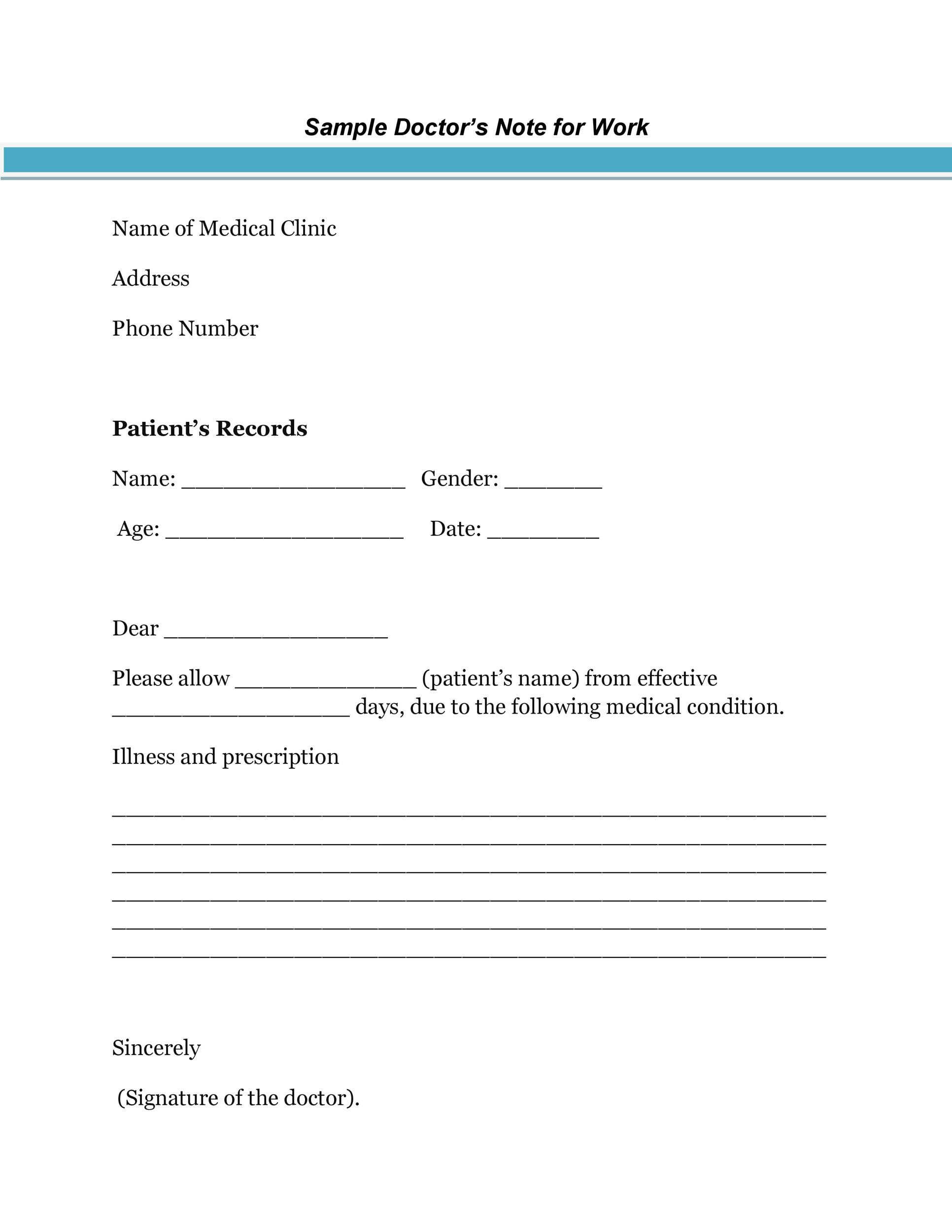 50+ Free Doctor Note Templates [For Work Or School] intended for Free Printable Doctors Note For Work