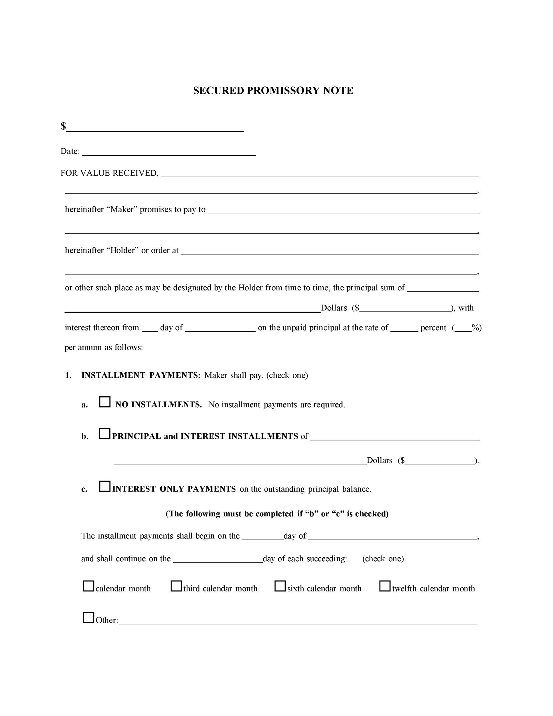 50+ Free Promissory Note Templates [Secured &amp;amp; Unsecured ] inside Free Printable Promissory Note