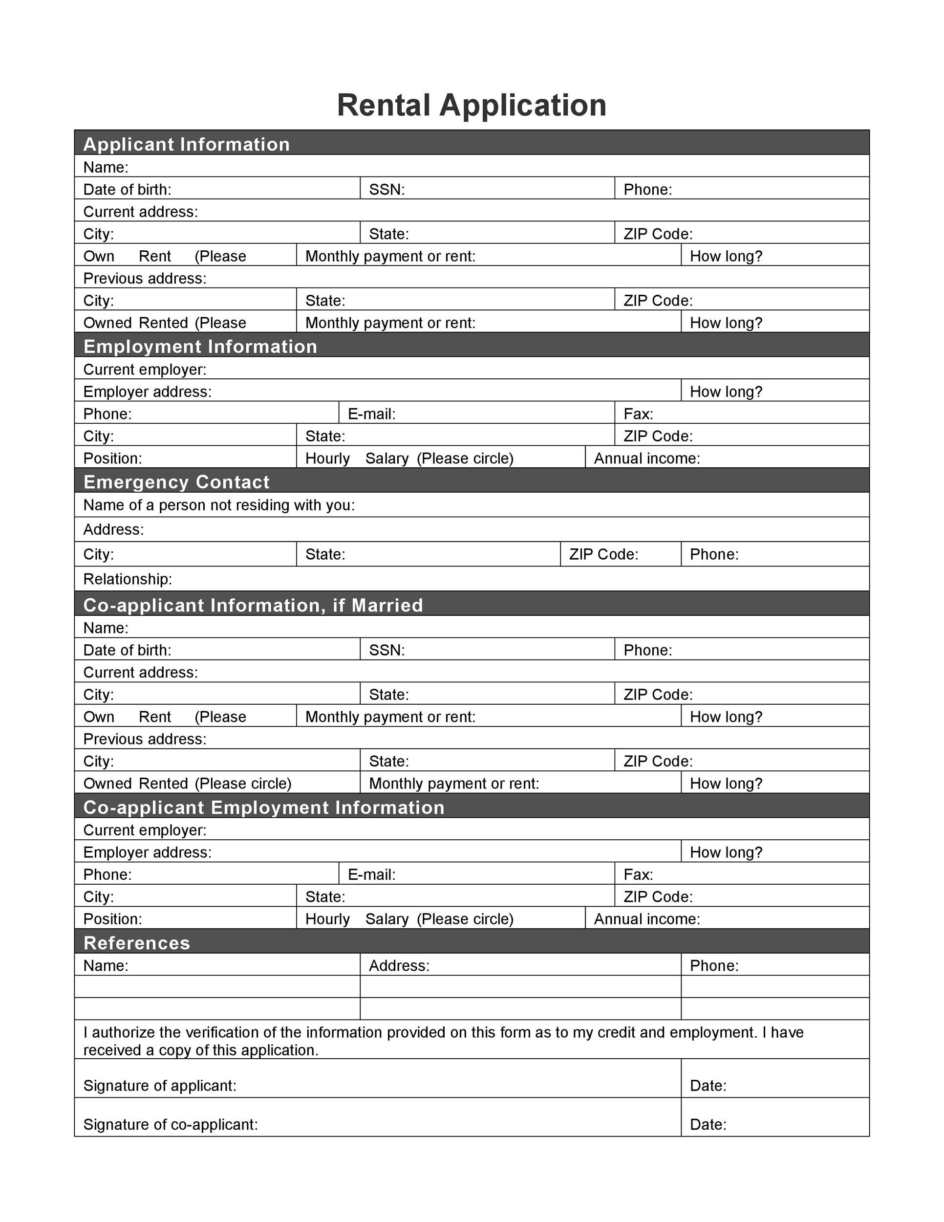 50+ Free Rental Application Templates &amp;amp; Forms [Word, Pdf] with regard to Free Printable Rental Application Form