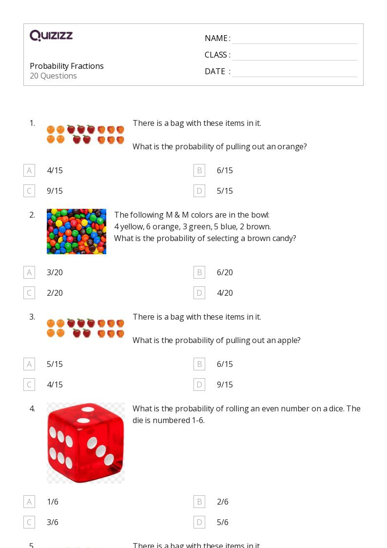 50+ Probability Worksheets For 4Th Class On Quizizz | Free &Amp for Free Printable Probability Worksheets 4Th Grade