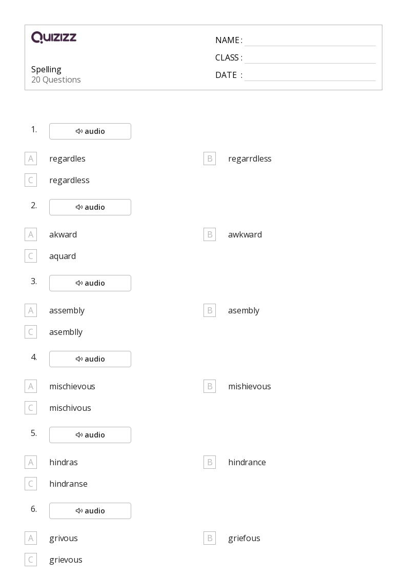 50+ Spelling Worksheets For 7Th Grade On Quizizz | Free &Amp in 7Th Grade Spelling Worksheets Free Printable