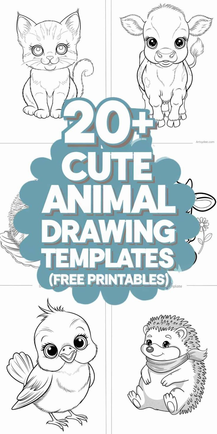 51 Adorable Animal Drawing Templates: Free Printables For Cute for Free Printable Arty Animal Outlines