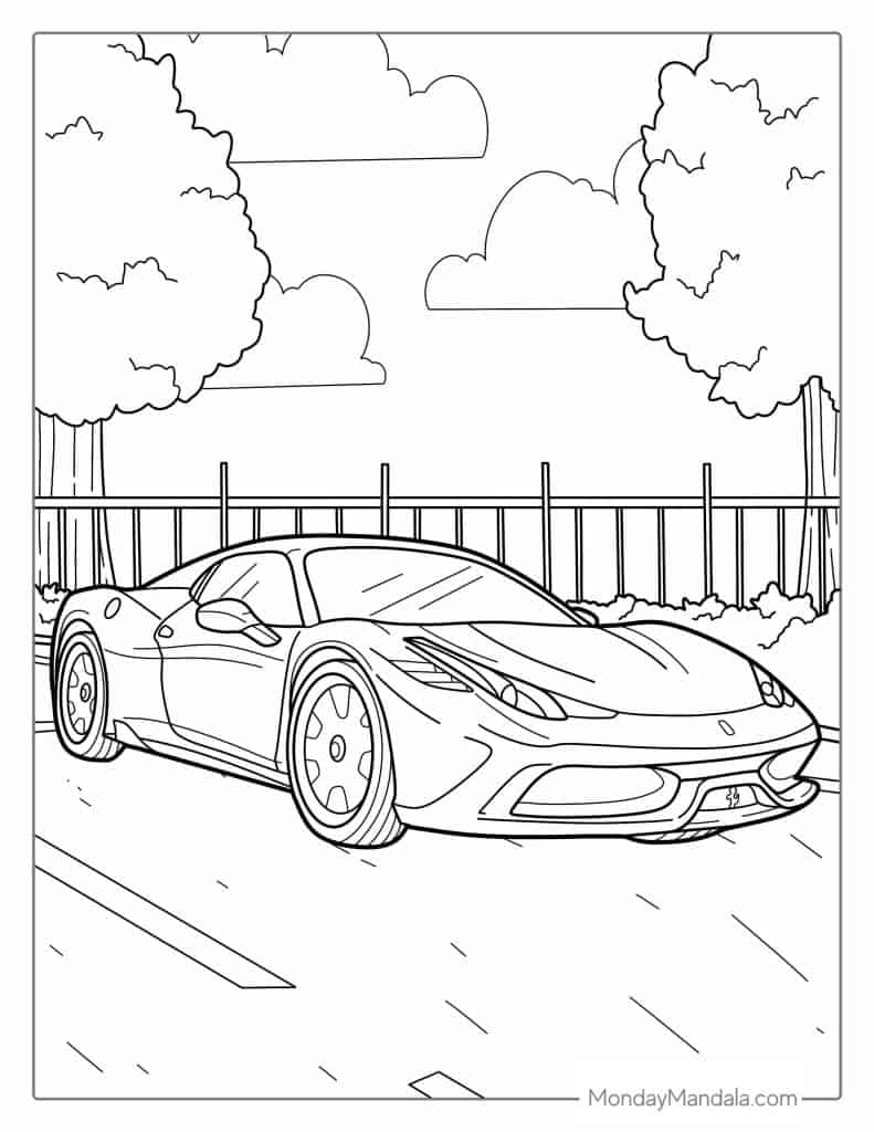 52 Car Coloring Pages (Free Pdf Printables) for Cars Colouring Pages Printable Free