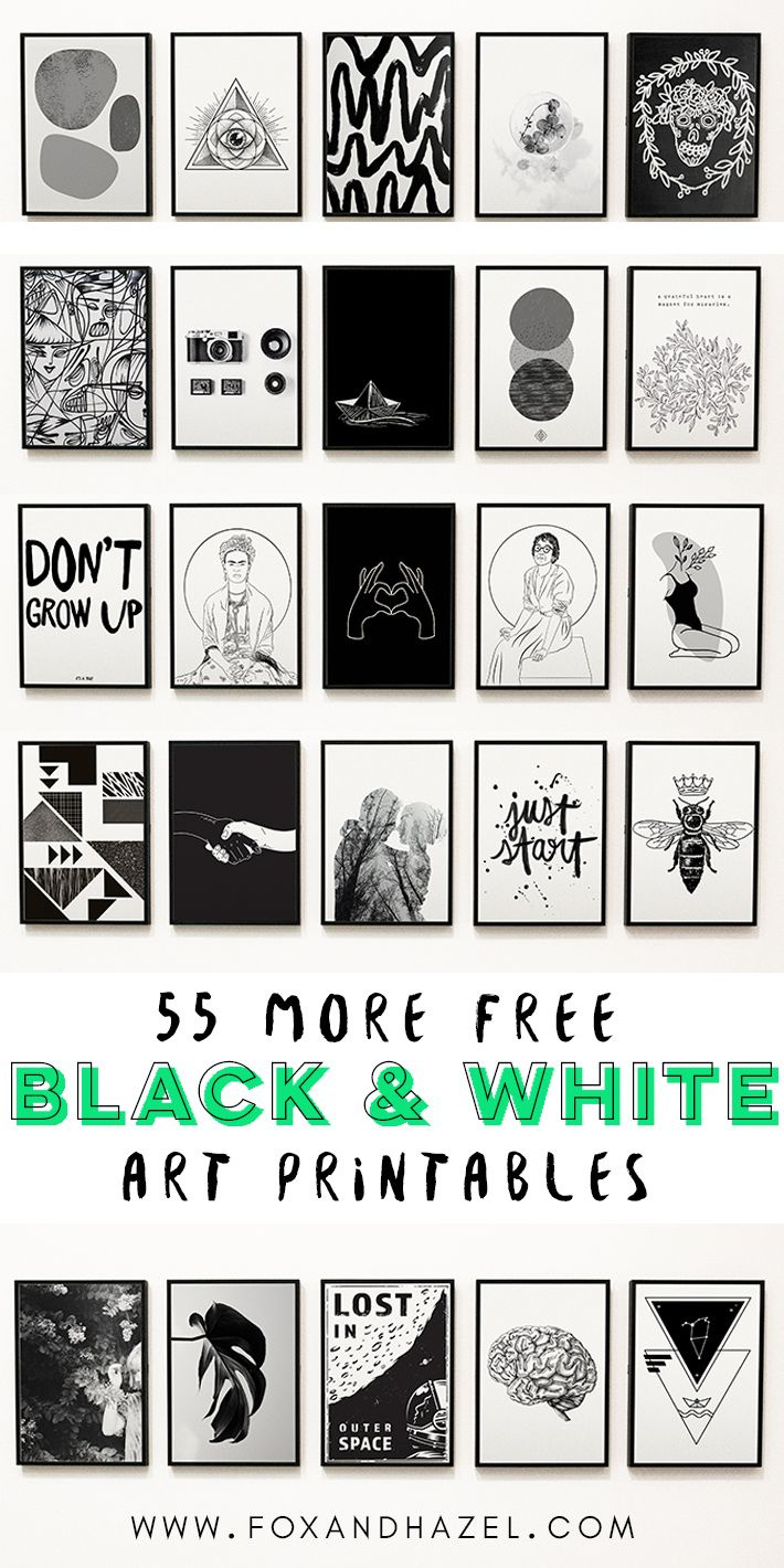 55 More Free Black And White Art Printables | Fox + Hazel with regard to Free Printable Wall Art Black And White