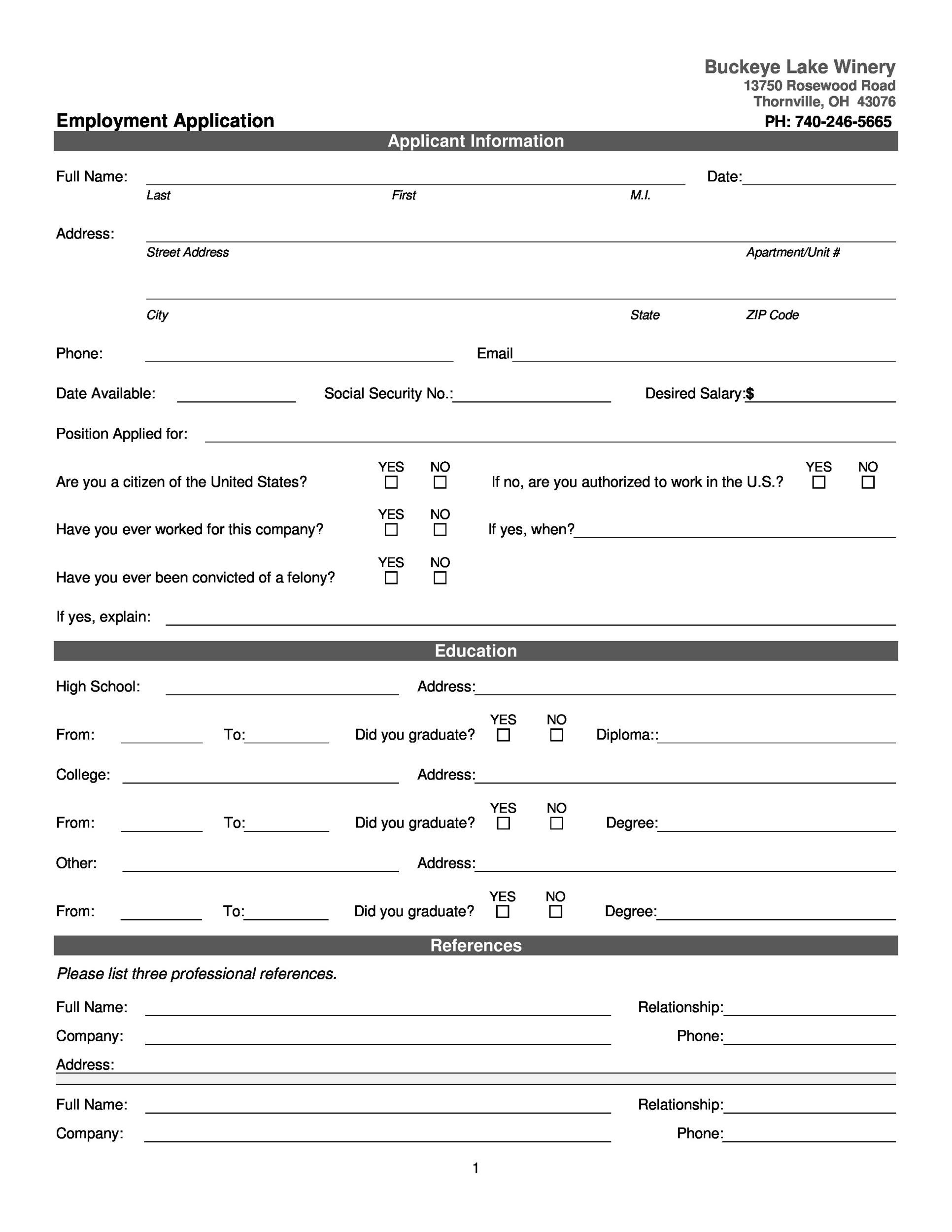 56 Free Employment &amp;amp; Job Application Form Templates [Printable] ᐅ regarding Free Online Printable Applications