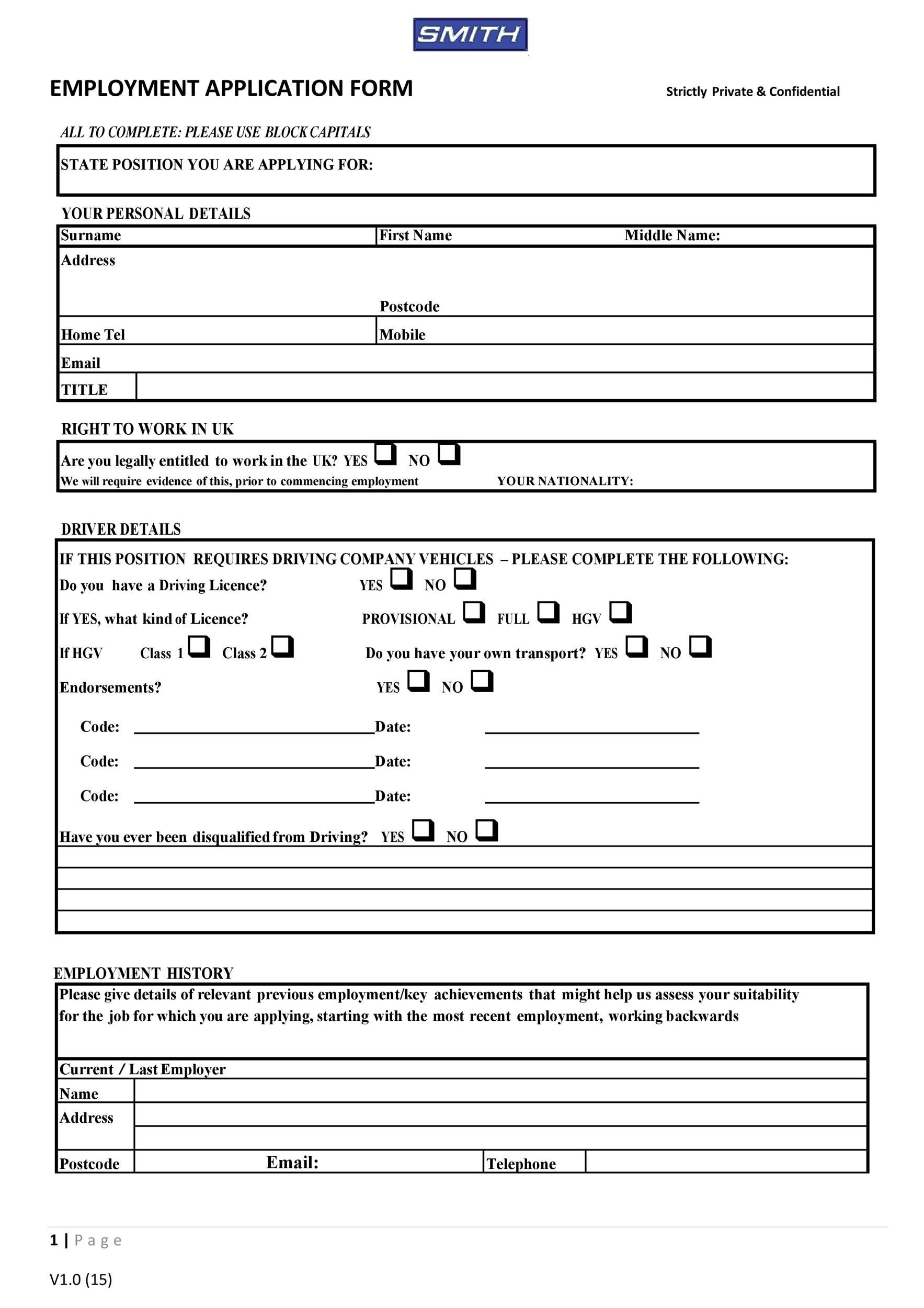 56 Free Employment &amp;amp; Job Application Form Templates [Printable] ᐅ within Free Printable Job Application Form