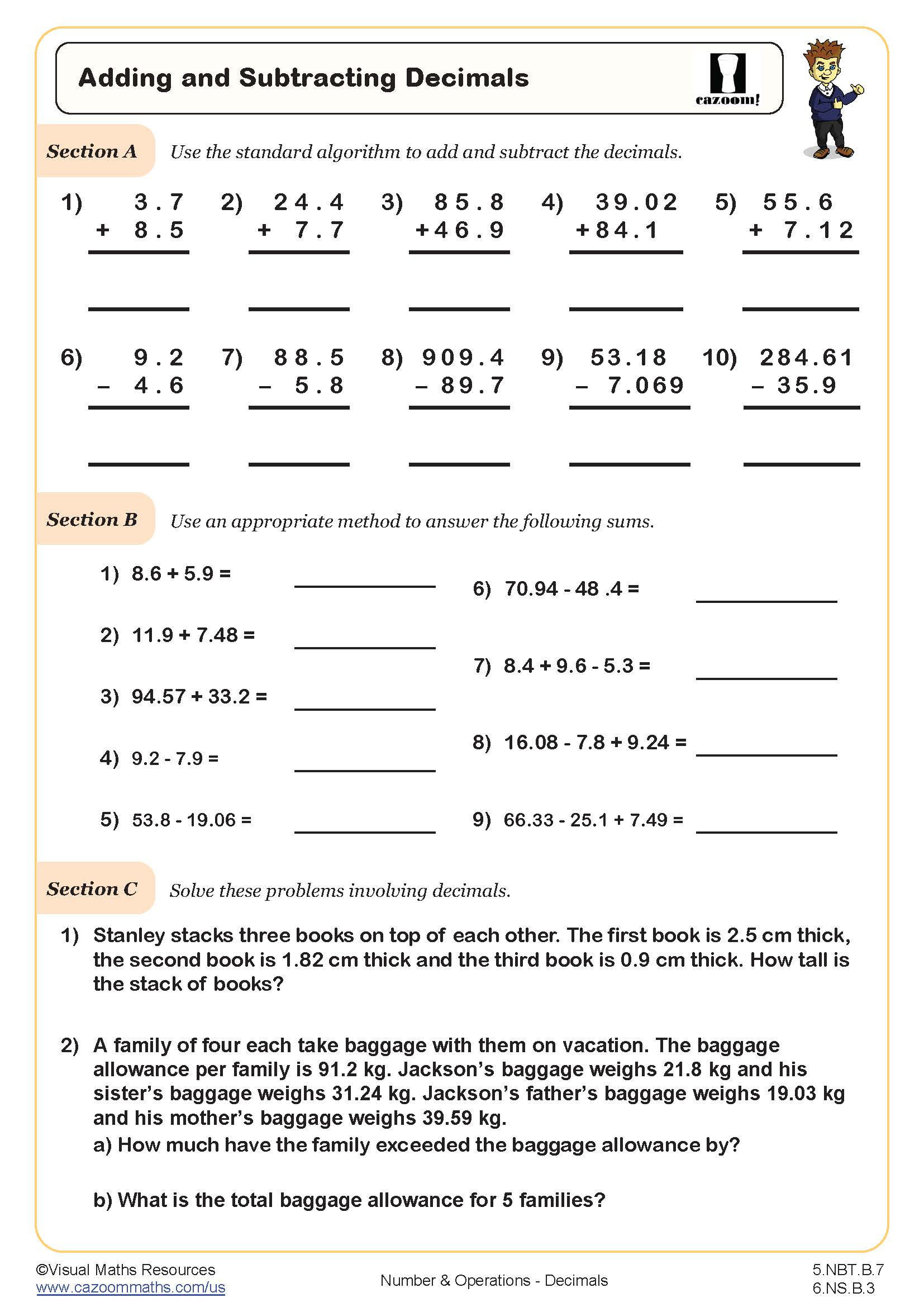 5Th Grade Math Worksheets Pdf | Printable Pdf Worksheets | Cazoom Math with regard to Free Printable Worksheets For 5Th Grade