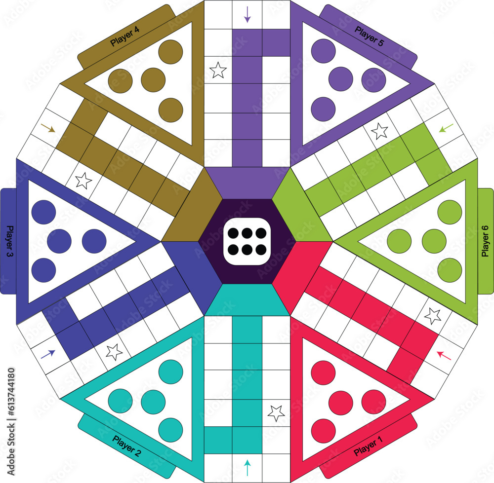 6 Player Multi Player Ludo Board Game For Kids Vector Printable regarding Free Printable Ludo Board