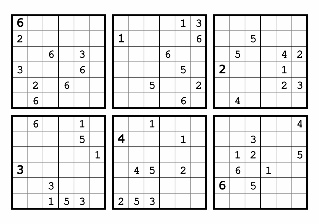 Free Printable Sudoku 6 Per Page