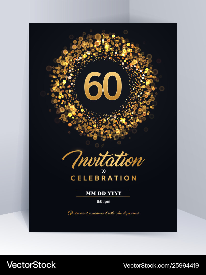 60Th Anniversary Celebration Card Template Vector Image inside Free Printable 60Th Wedding Anniversary Invitations