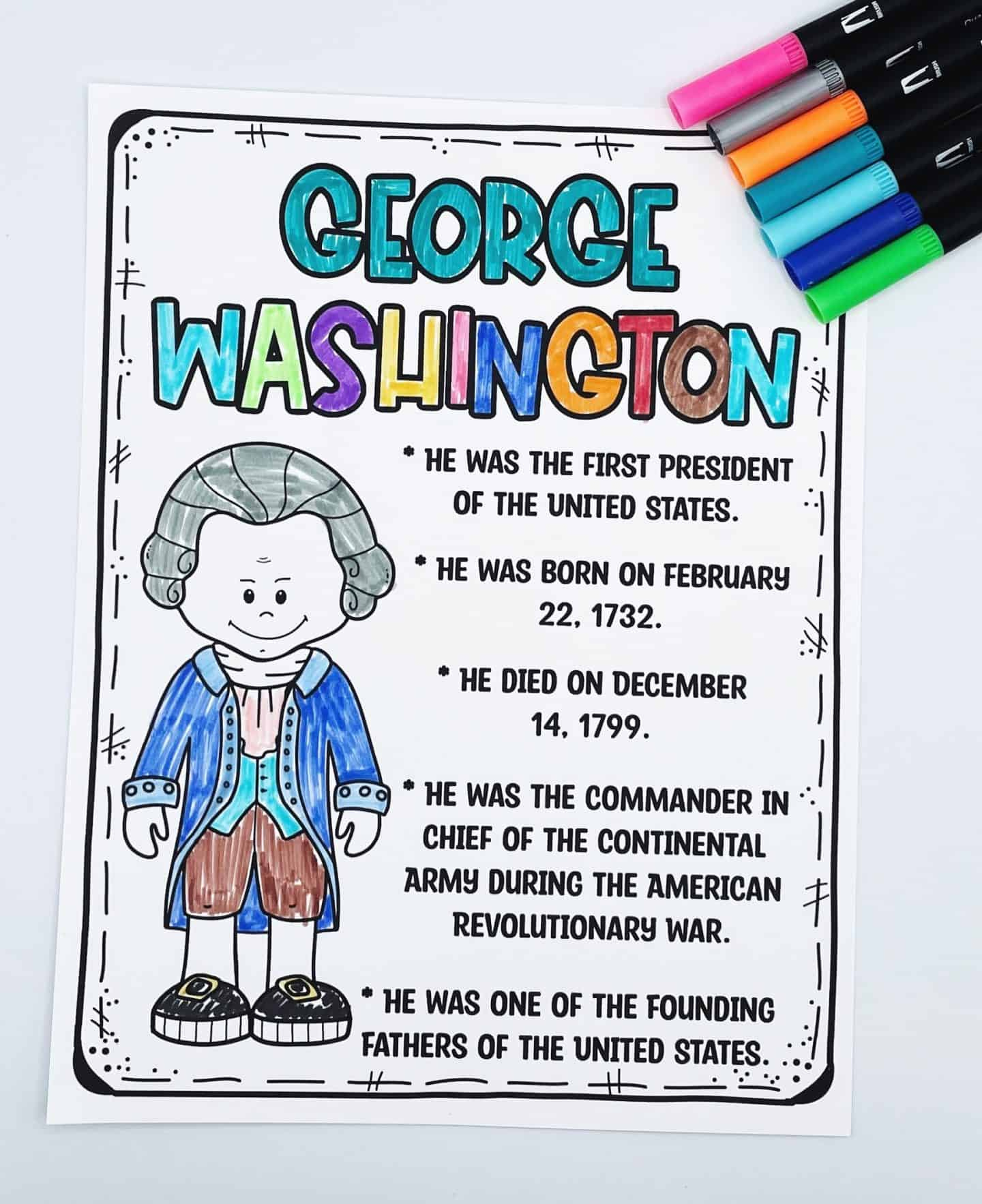 7 Free Printable George Washington Activities with Free Printable George Washington Worksheets