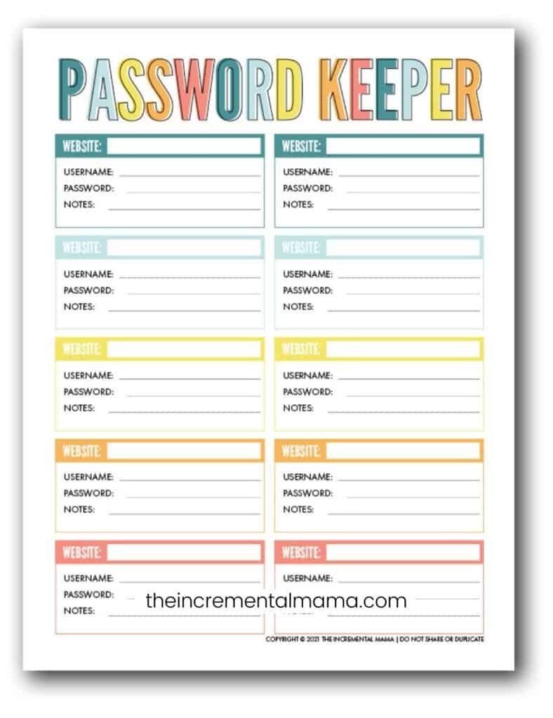 7 Free Printable Password Keeper Printables To Download Instantly intended for Free Printable Password Keeper