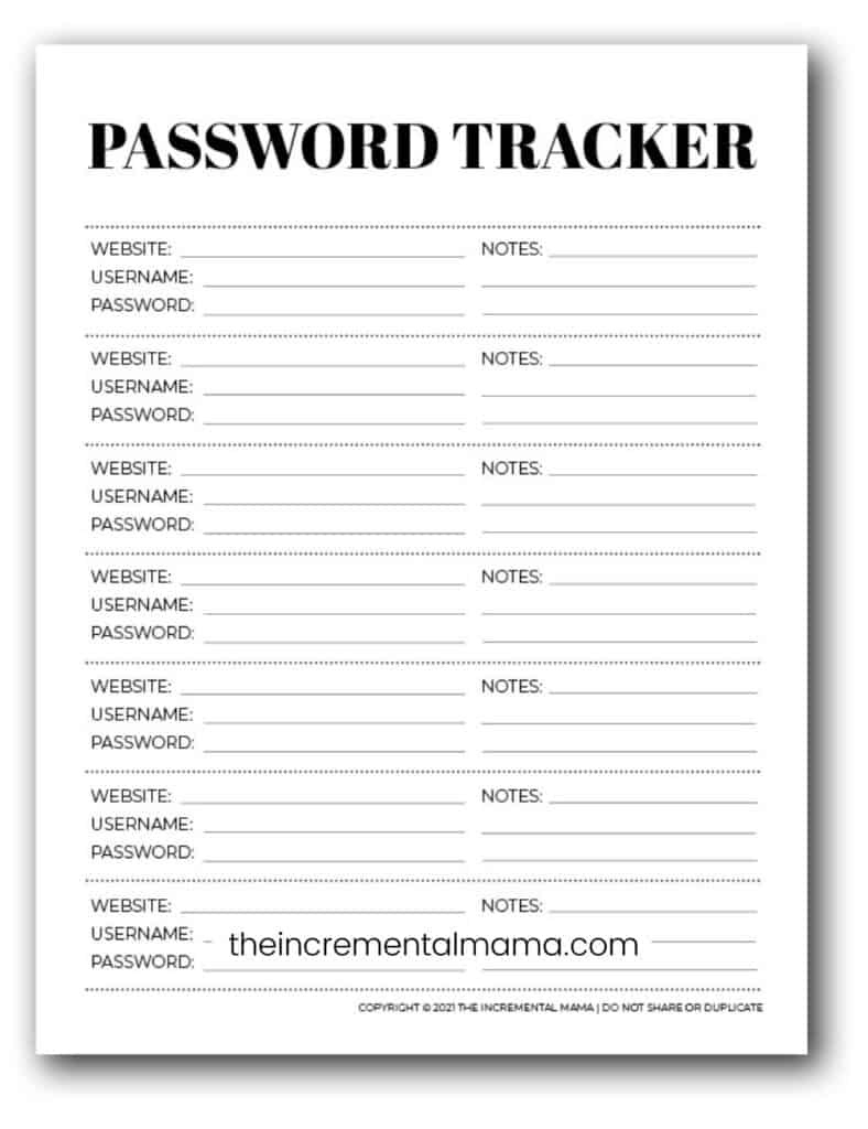 7 Free Printable Password Keeper Printables To Download Instantly throughout Free Printable Password List