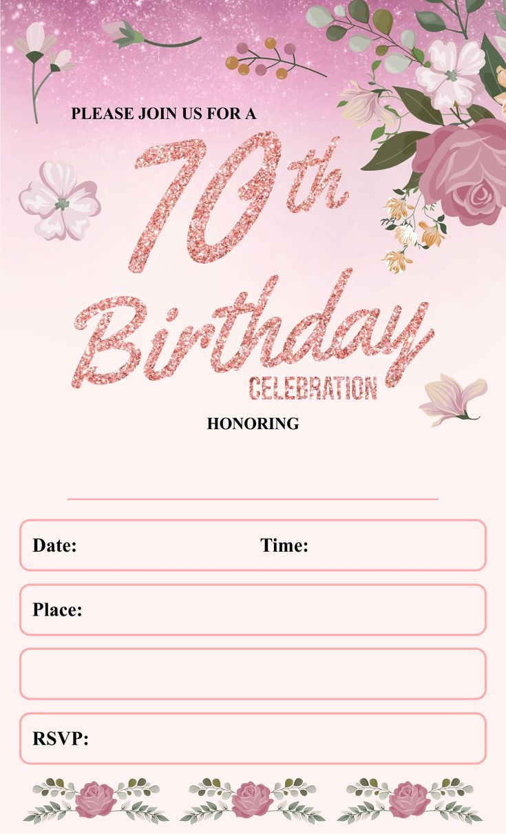 70Th Birthday Invitations Free - 10 Free Pdf Printables | Printablee in Free Printable 70Th Birthday Party Invitations
