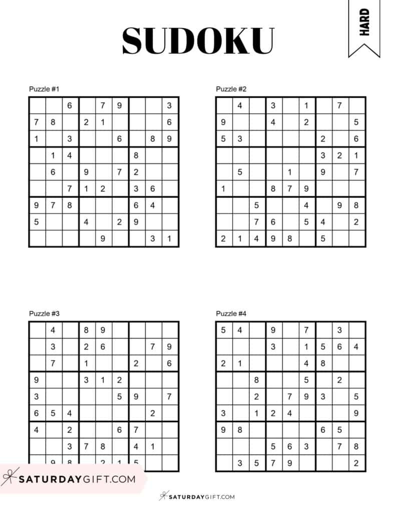72 Free Printable Sudoku Puzzles | Saturdaygift within Free Printable Sudoku 4 Per Page