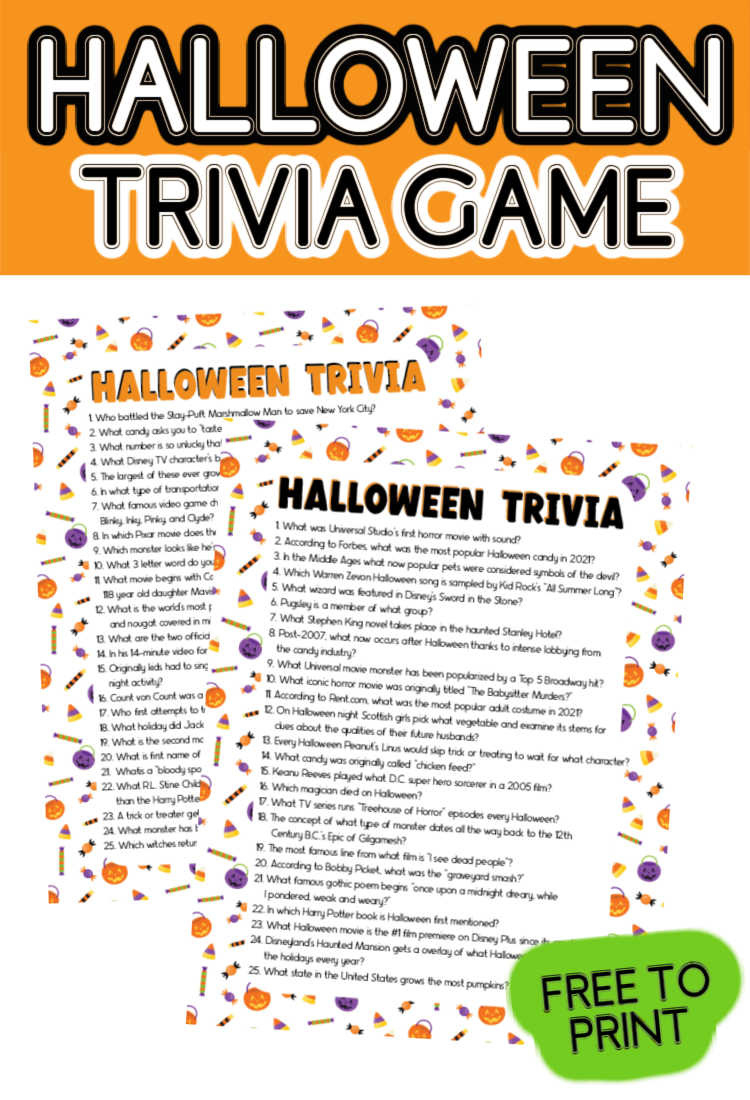 75 Fun Halloween Trivia Questions & Answers (Printable) - Play in Free Printable Halloween Quiz