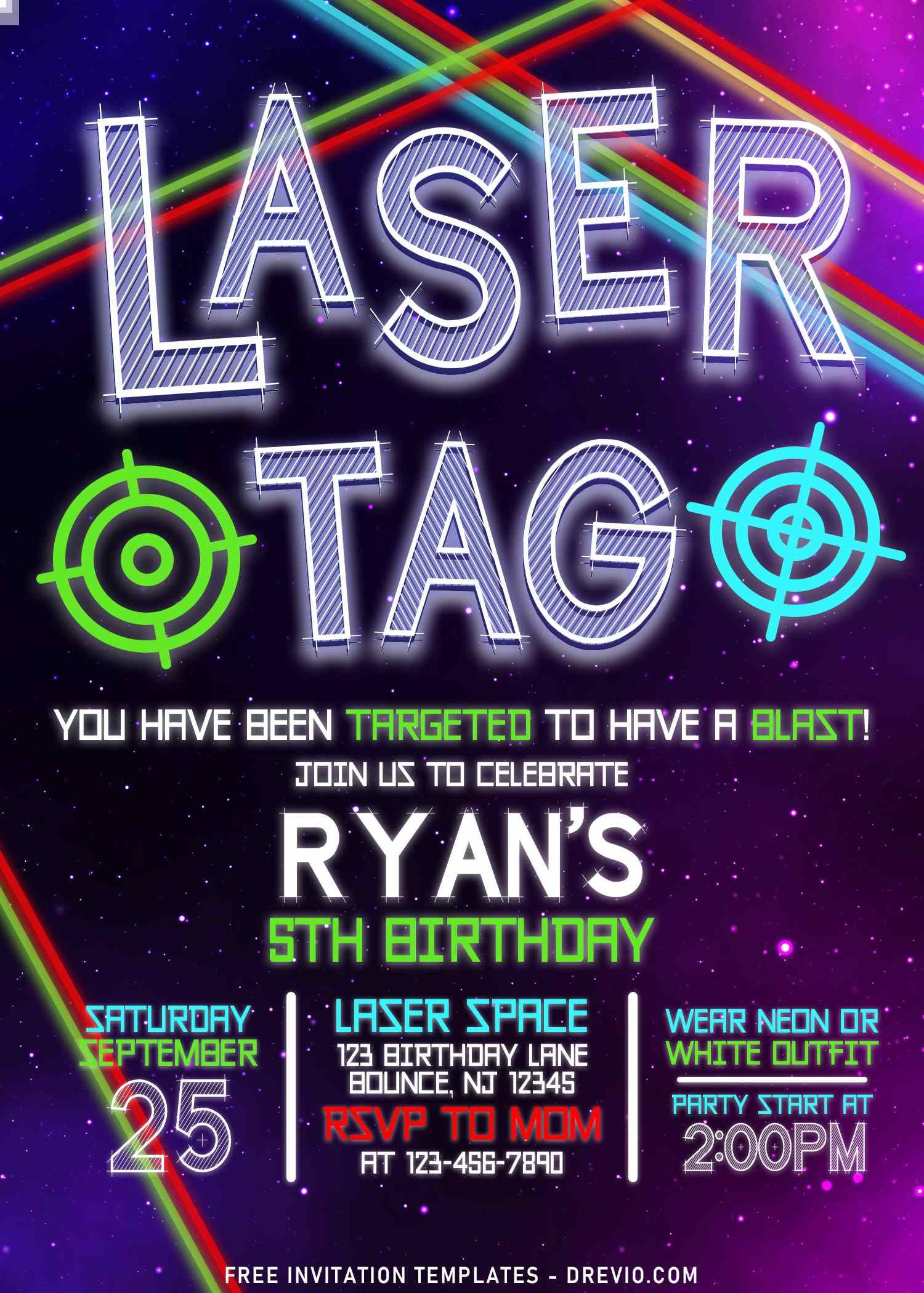 8+ Awesome Laser Tag Birthday Invitation Templates For Boys for Free Printable Laser Tag Invitation Template