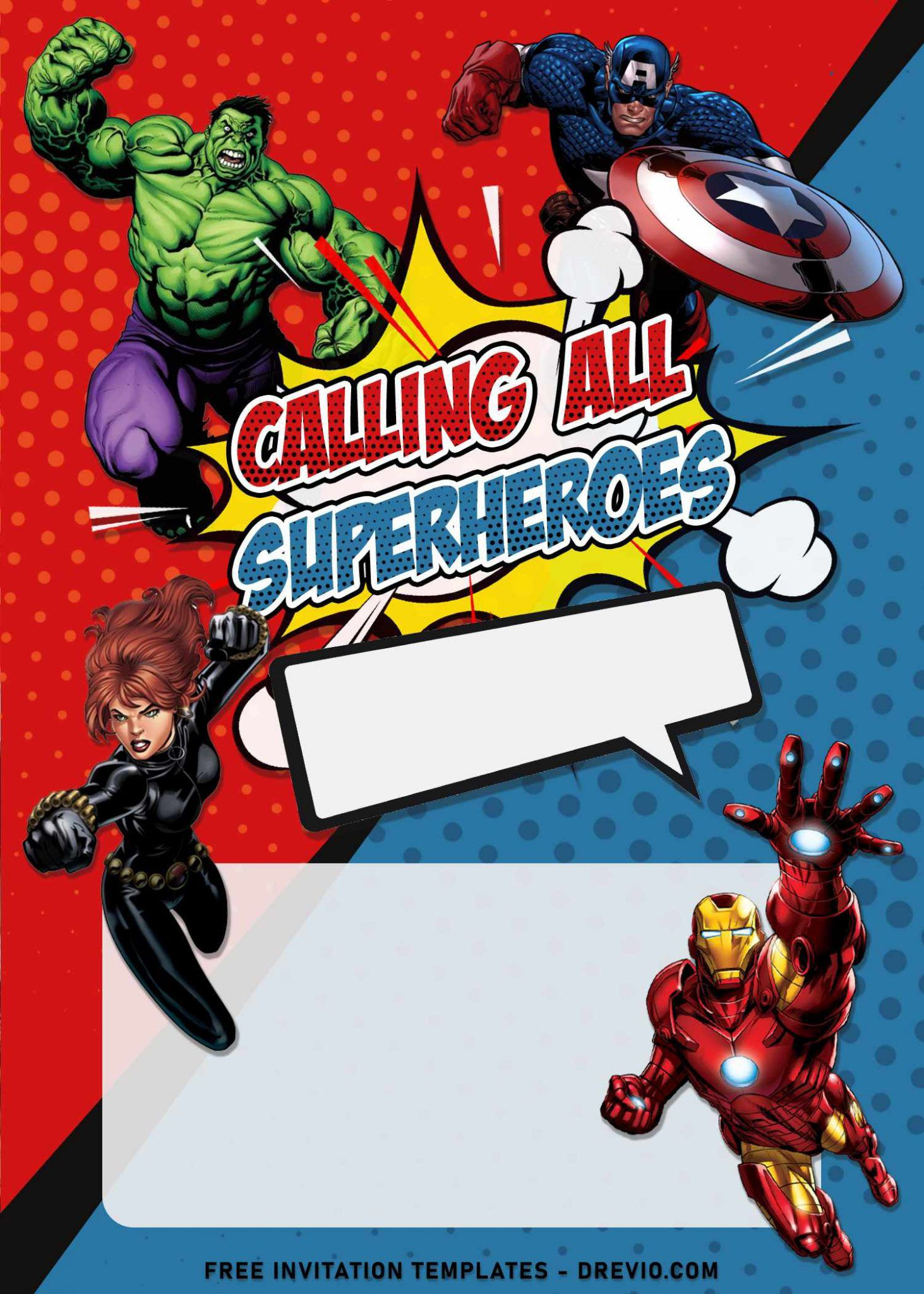 8+ Comic Avengers Superhero Birthday Invitation Templates within Free Printable Avengers Birthday Party Invitations