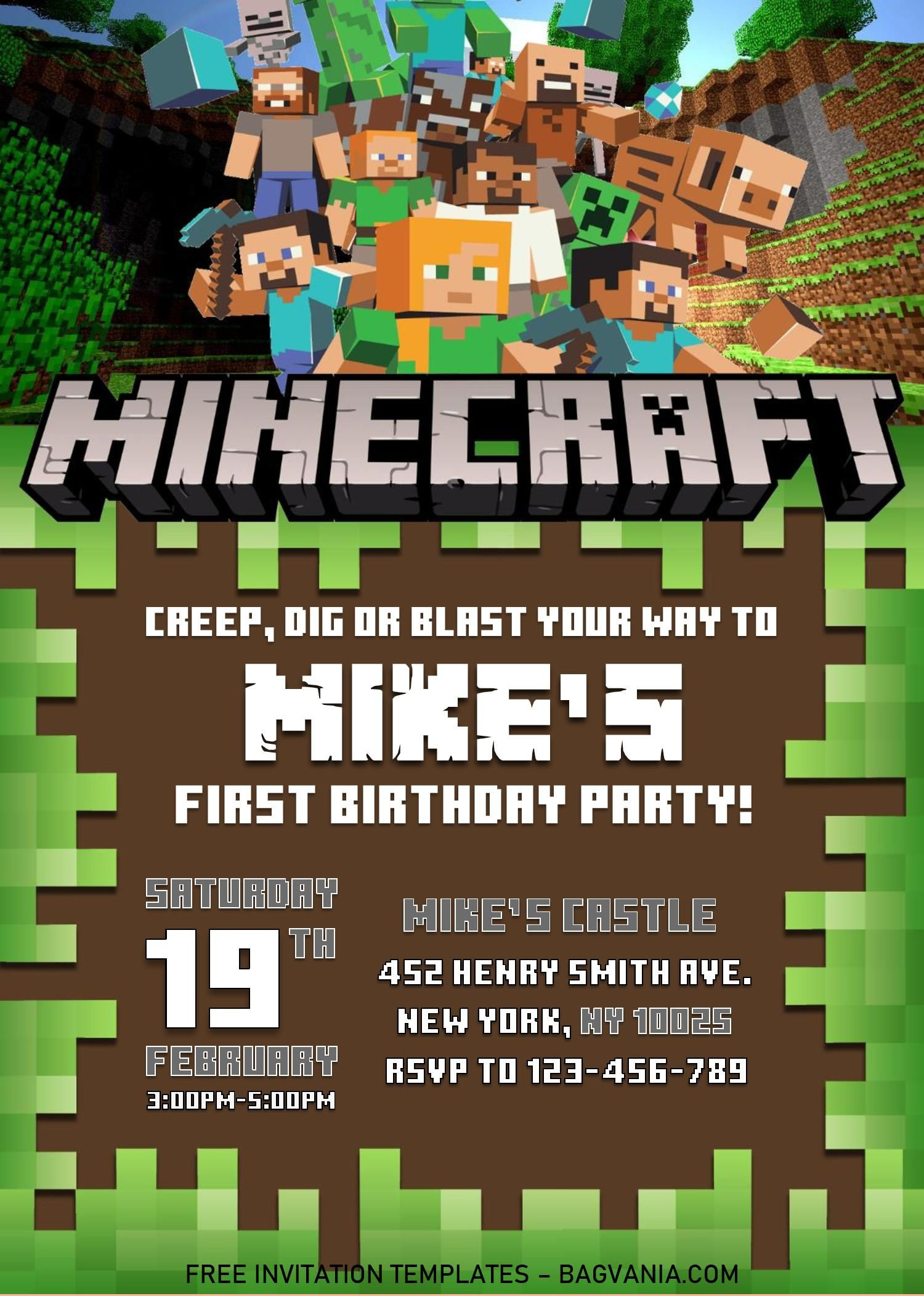 8 Minecraft Birthday Invitations Ideas | Minecraft Birthday regarding Free Printable Minecraft Birthday Party Invitations Templates
