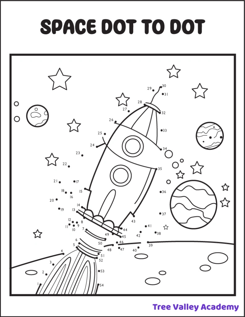 8 Space Dot To Dot Coloring Pages - Tree Valley Academy regarding Free Printable Dot To Dot