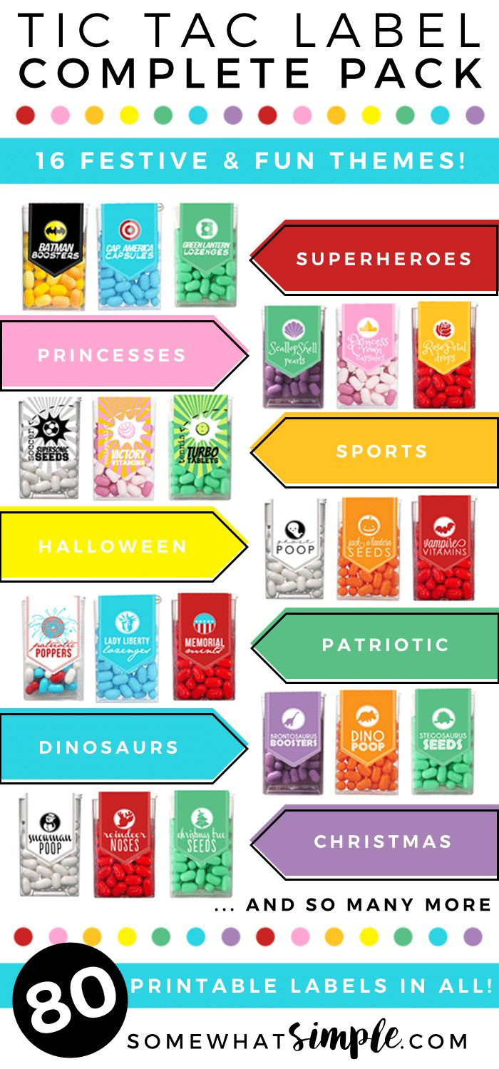 80 Tic Tac Labels - 16 Different Themes! with regard to Free Printable Tic Tac Labels
