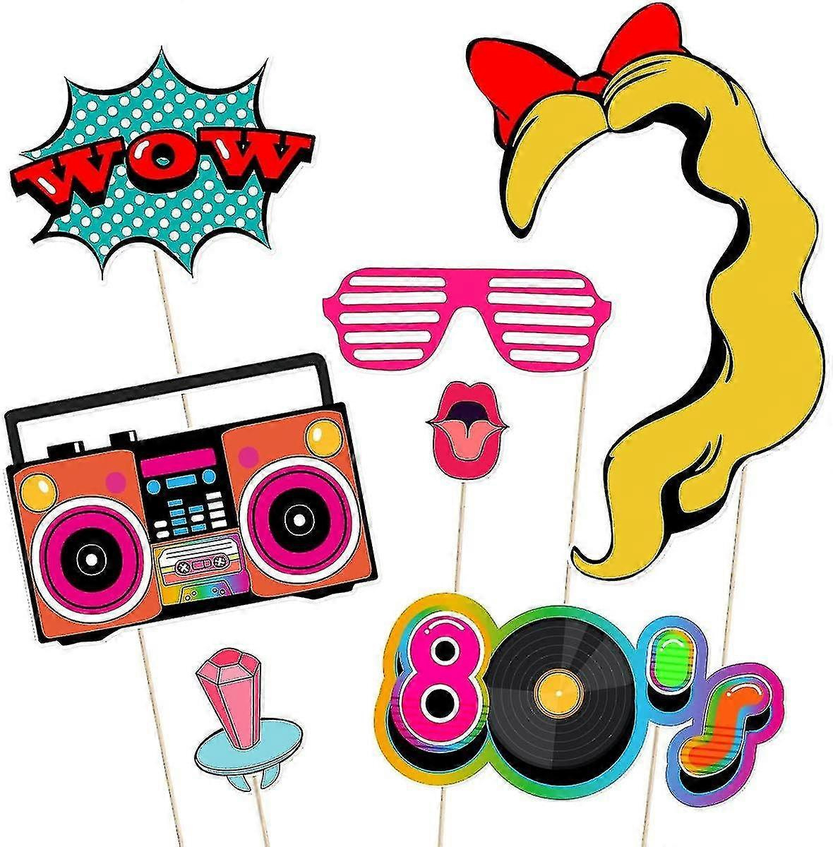 80S Party Photo Booth Props 1980S Theme Birthday Party Decoration inside 80S Photo Booth Props Printable Free
