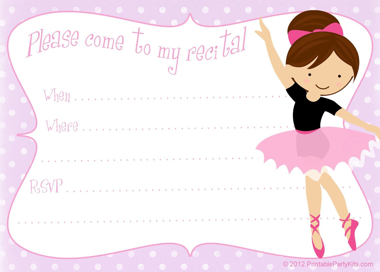 85 Free Party Invites Ideas | Birthday Invitations, Birthday Party for Free Printable Ballerina Birthday Invitations