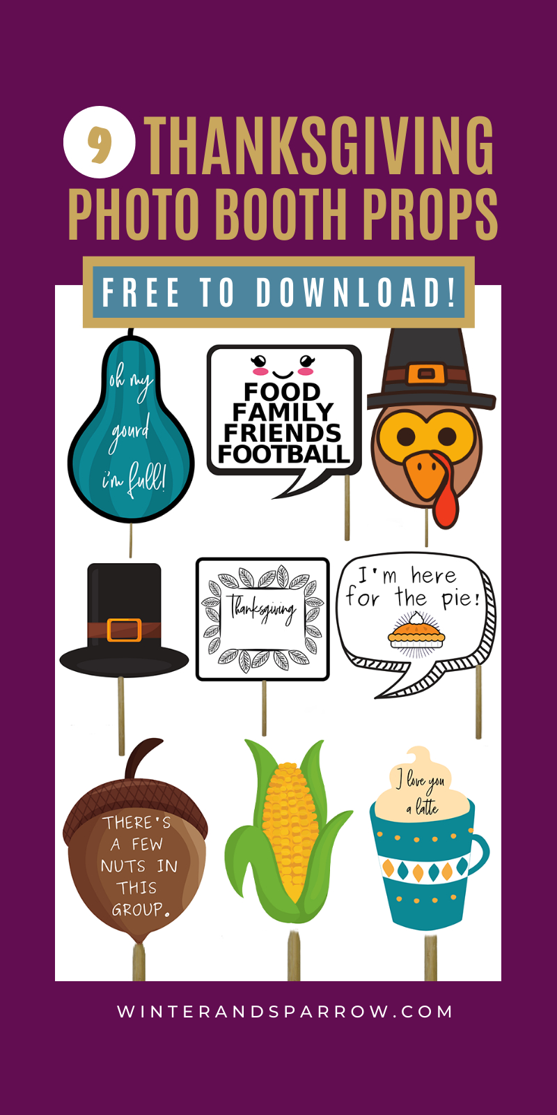 9 Totally Cute + Free Photo Booth Props Printable: Thanksgiving within Free Printable Thanksgiving Photo Props