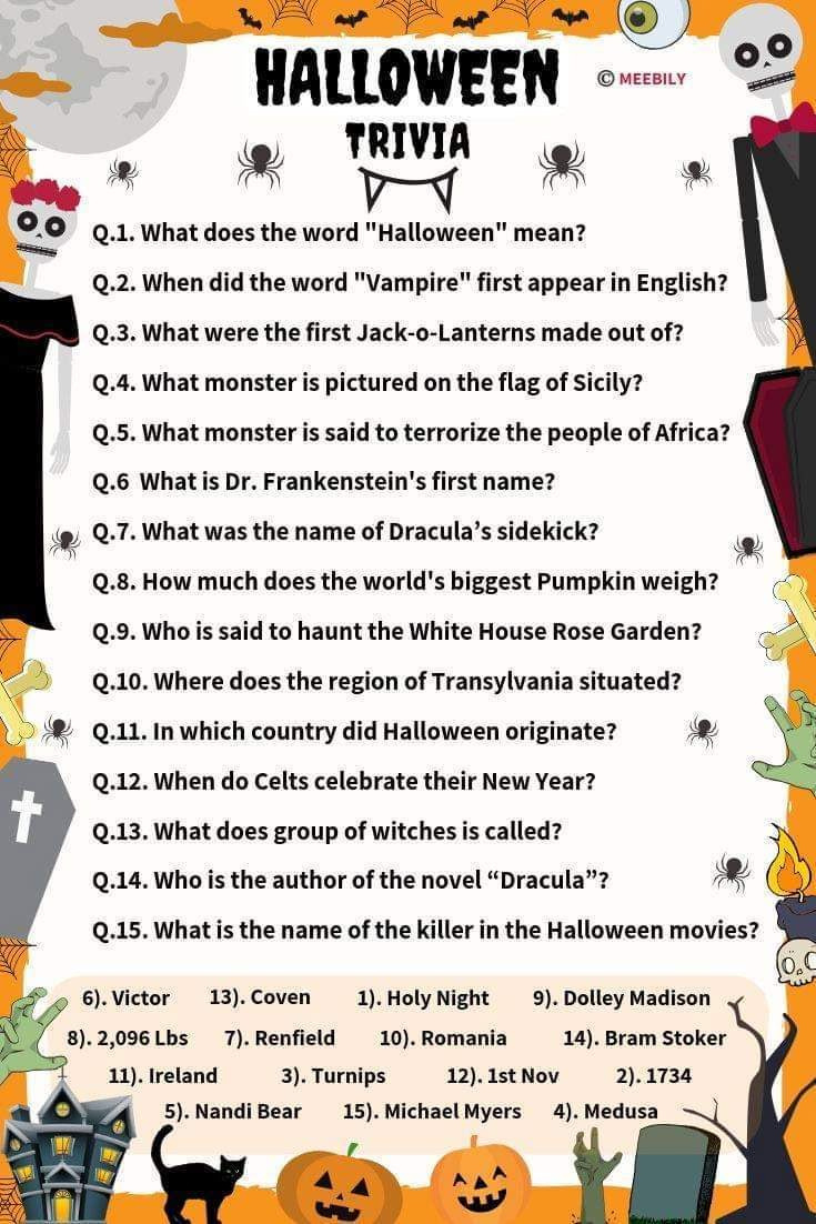 90+ Halloween Trivia Questions & Answers inside Halloween Trivia Questions And Answers Free Printable