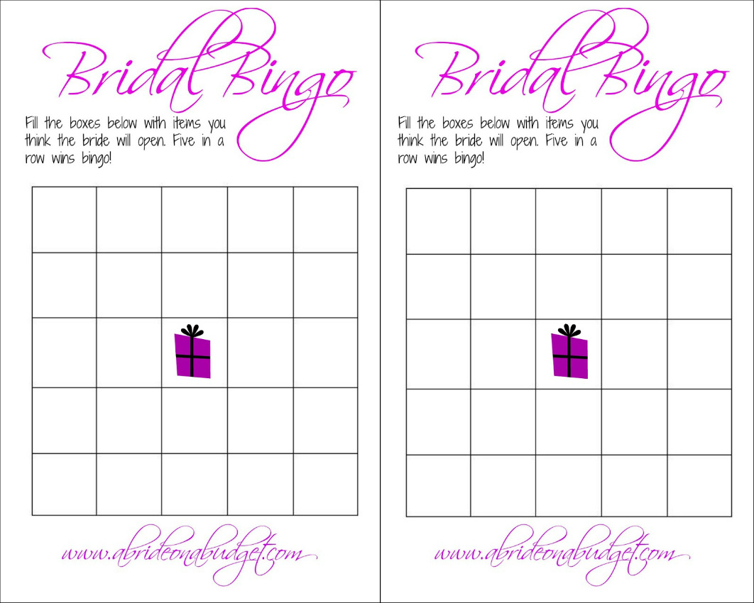 A Bride On A Budget: Bridal Bingo (And A Free Printable) within Free Printable Bridal Shower Blank Bingo Games