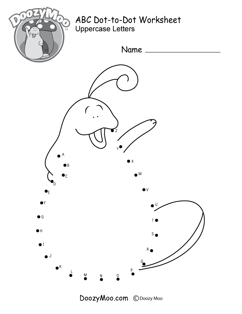 Abc Dot-To-Dot Worksheet (Free Printable) - Doozy Moo inside Free Printable Alphabet Dot To Dot Worksheets