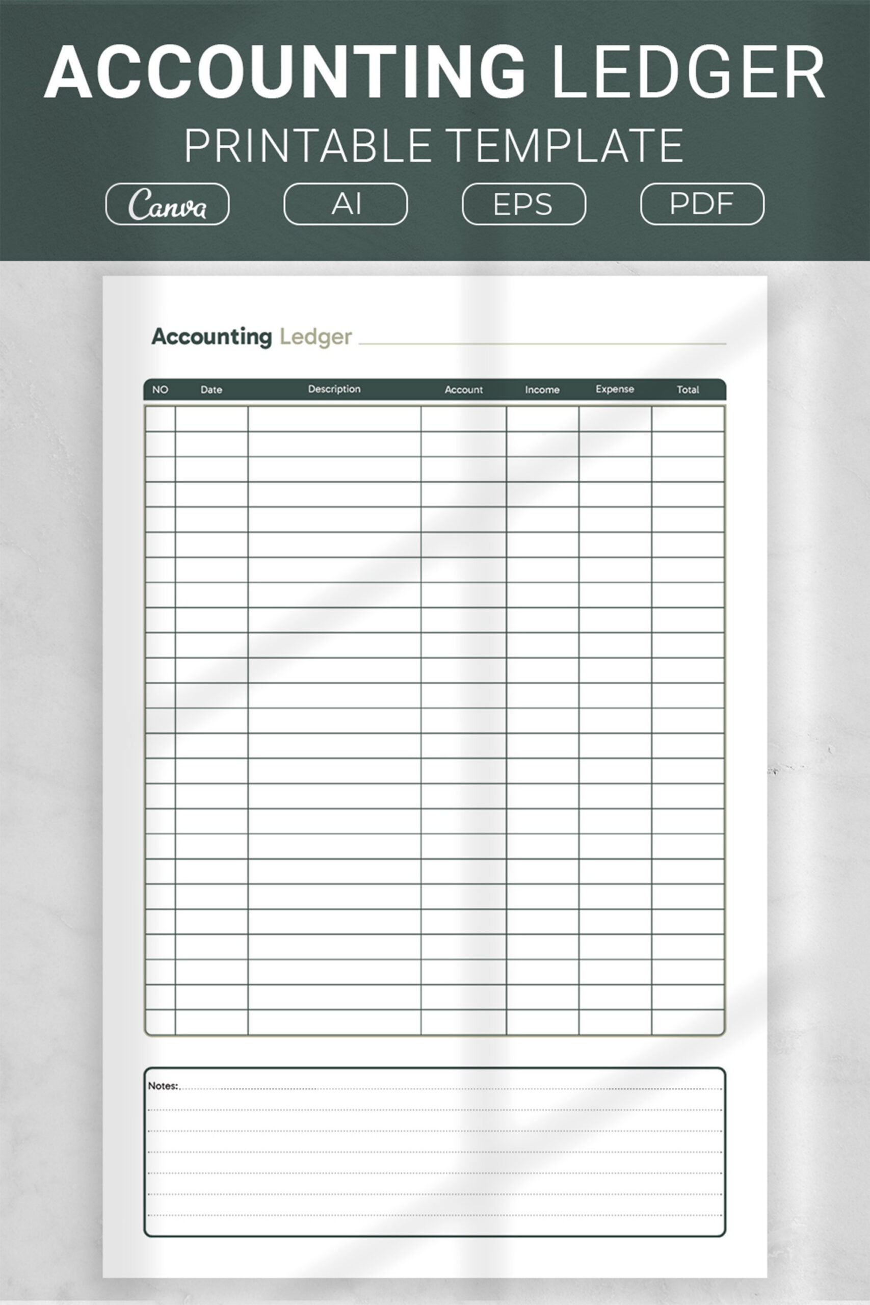 Accounting Ledger Printable Template (2820309) throughout Free Printable Accounting Ledger