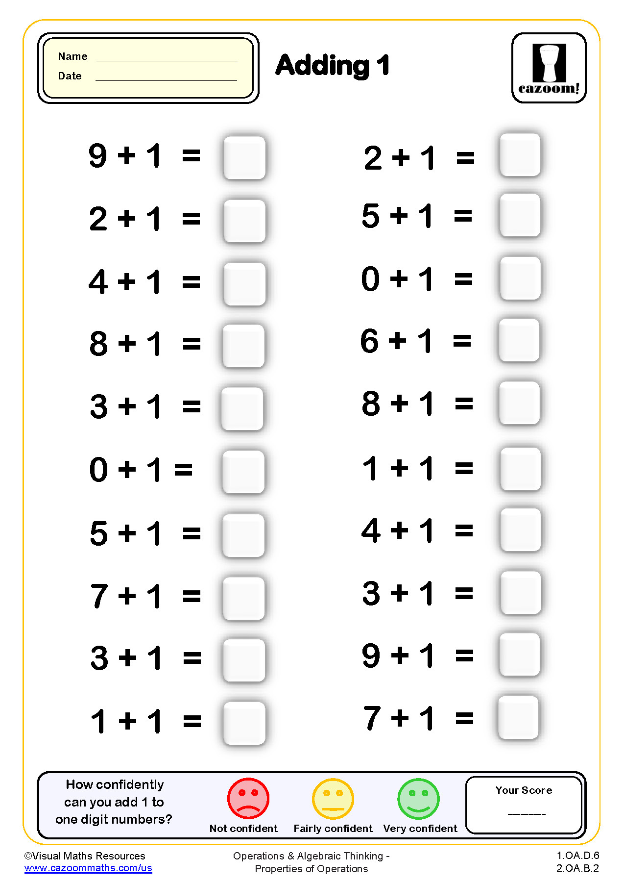 Adding 1 Drills Worksheet (20 Questions) | Grade 1 Pdf Addition throughout Free Printable Addition Worksheets For 1St Grade