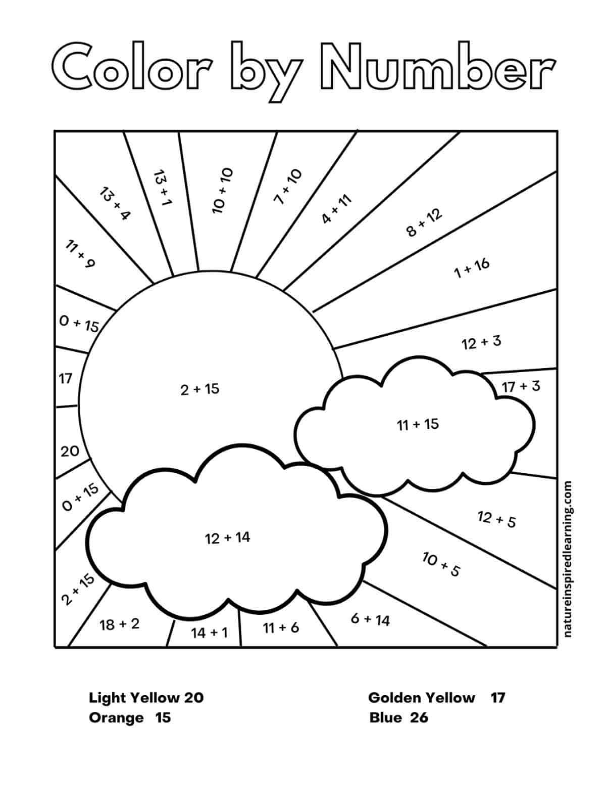 Addition Colornumber Worksheets - Nature Inspired Learning throughout Free Printable Math Coloring Worksheets For 2Nd Grade
