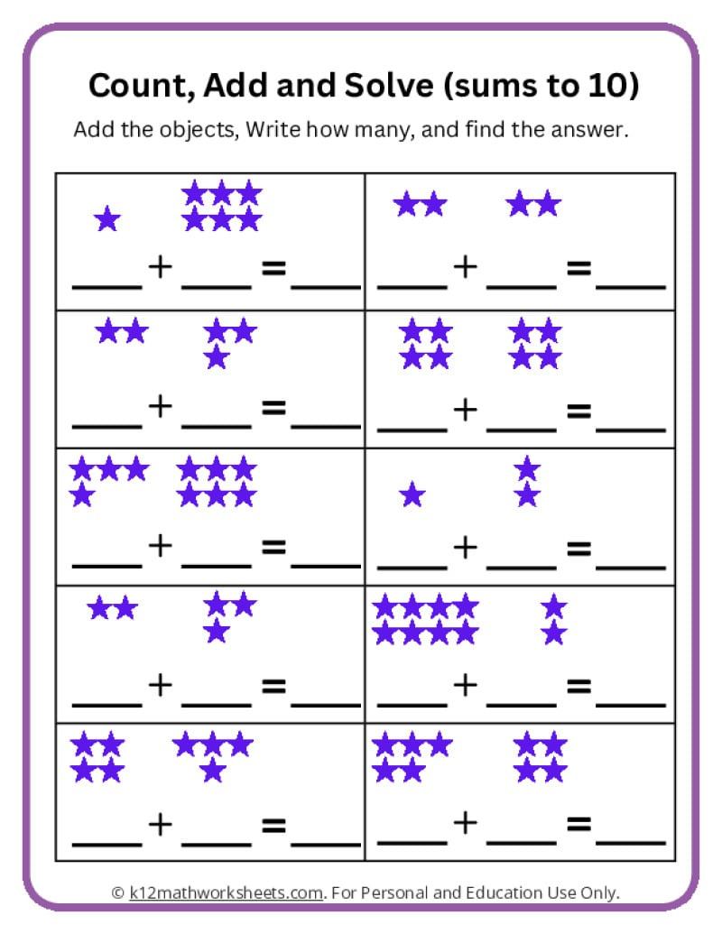 Addition Worksheets For Kindergarten with Free Printable Math Addition Worksheets For Kindergarten