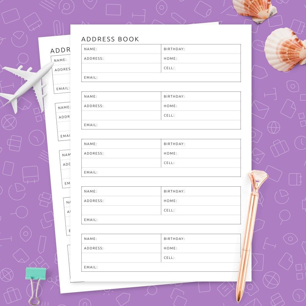 Address Book Template throughout Free Printable Address Book Pages