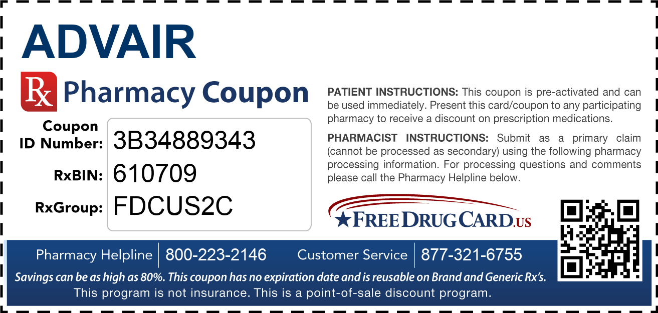 Advair Coupon - Free Prescription Savings At Pharmacies Nationwide inside Free Advair Coupon Printable