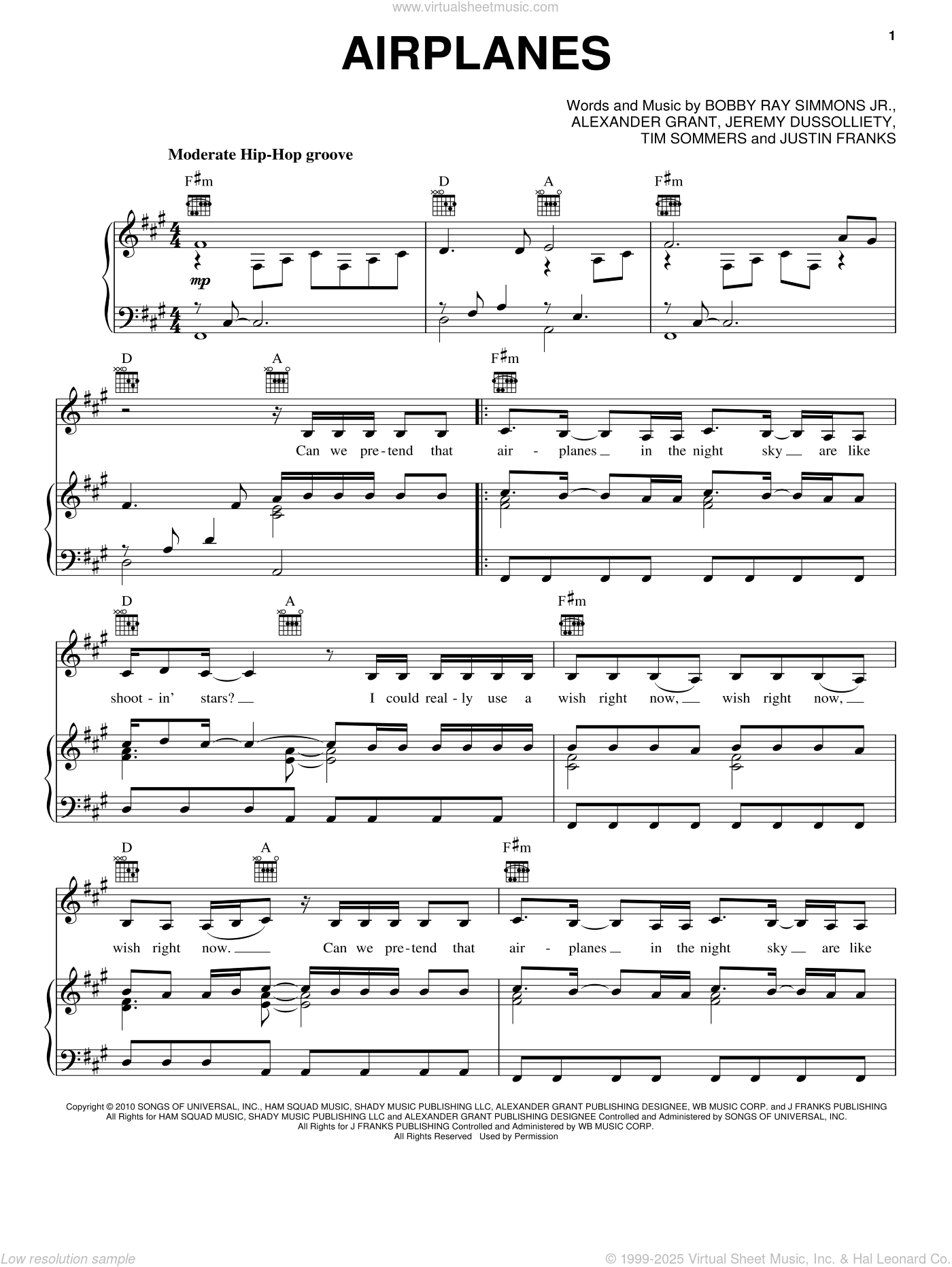 Airplanes Sheet Music For Voice, Piano Or Guitar (Pdf) throughout Airplanes Piano Sheet Music Free Printable