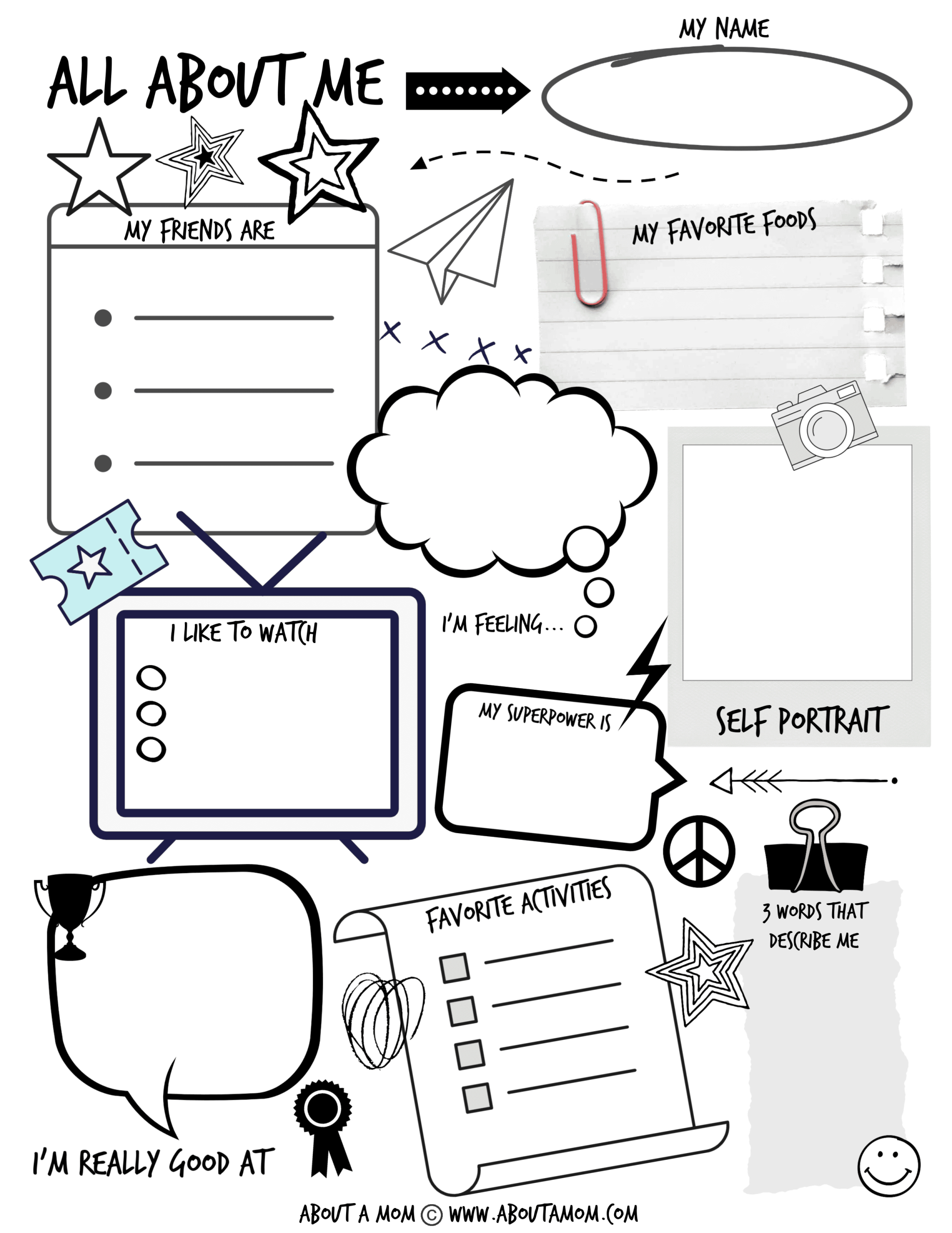 All About Me Printable Activity Page For Kids - About A Mom regarding All About Me Free Printable