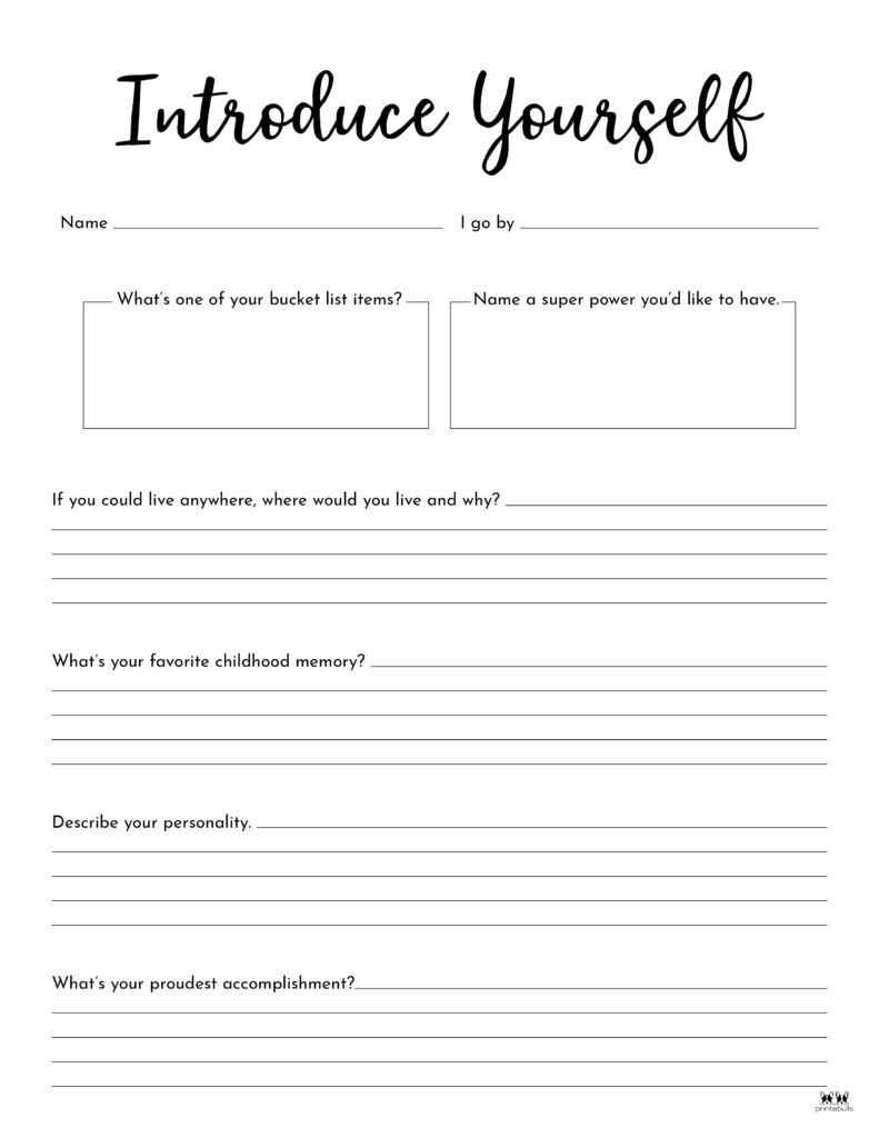 All About Me Printable Worksheets - 50 Free Printables for Free Printable Worksheets For Highschool Students