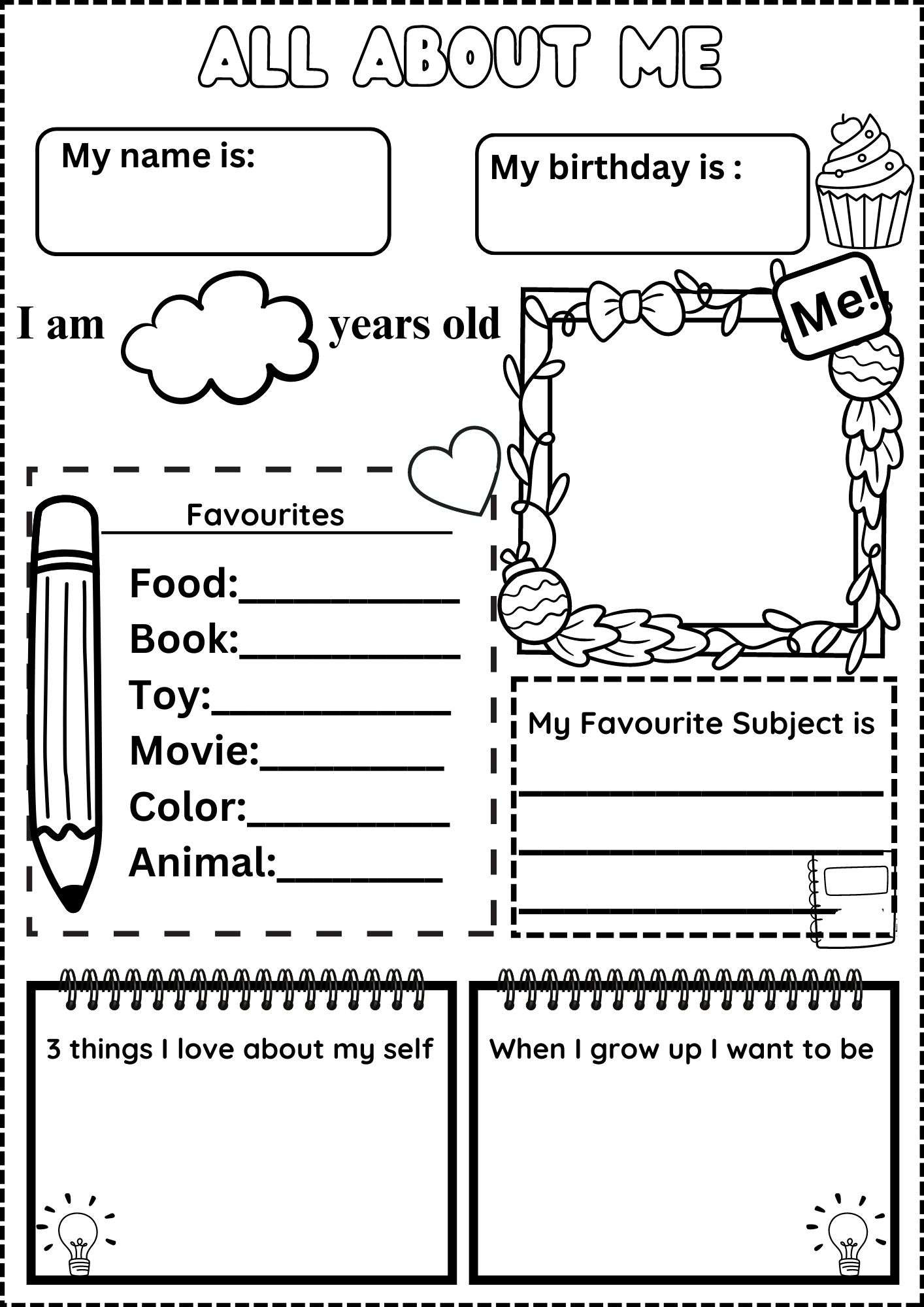 All About Me Worksheet Free for Free Printable All About Me Worksheet