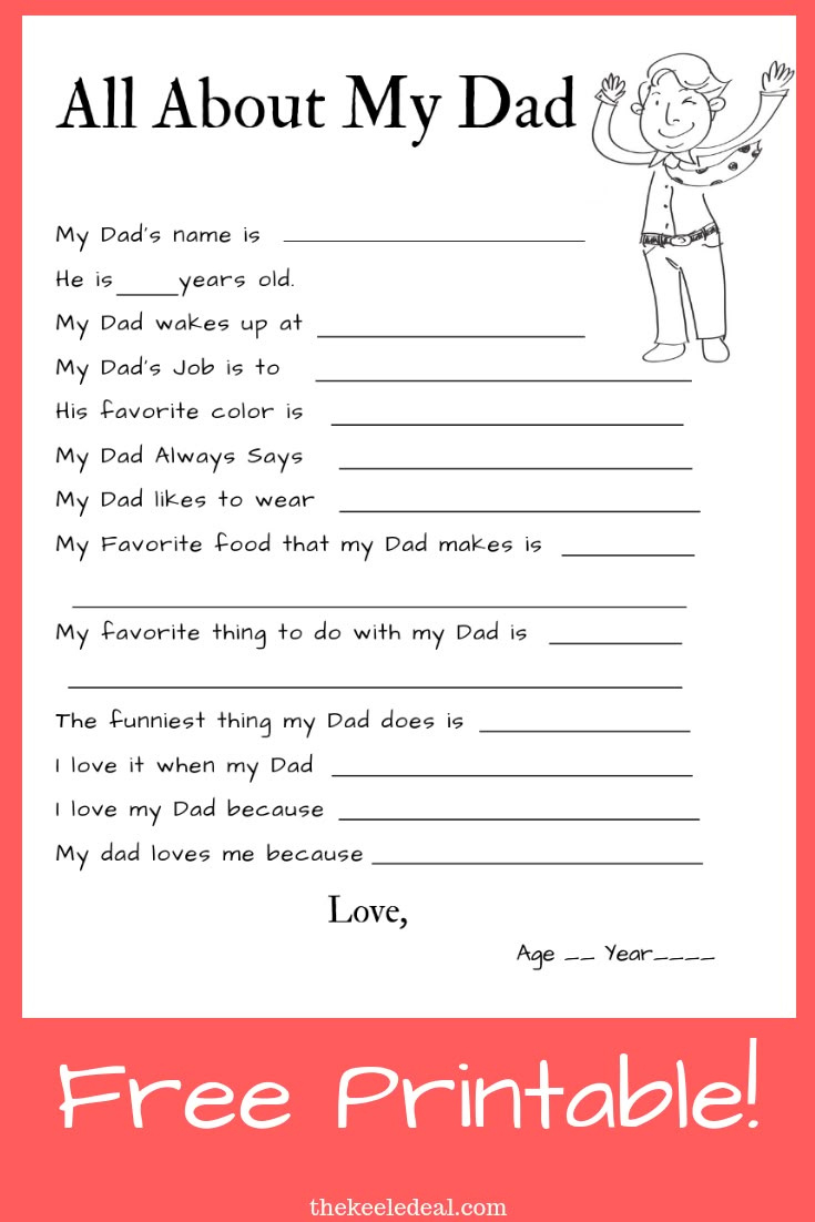 All About My Dad Questionnaire (Free Printable) - The Keele Deal in Free Printable Dad Questionnaire