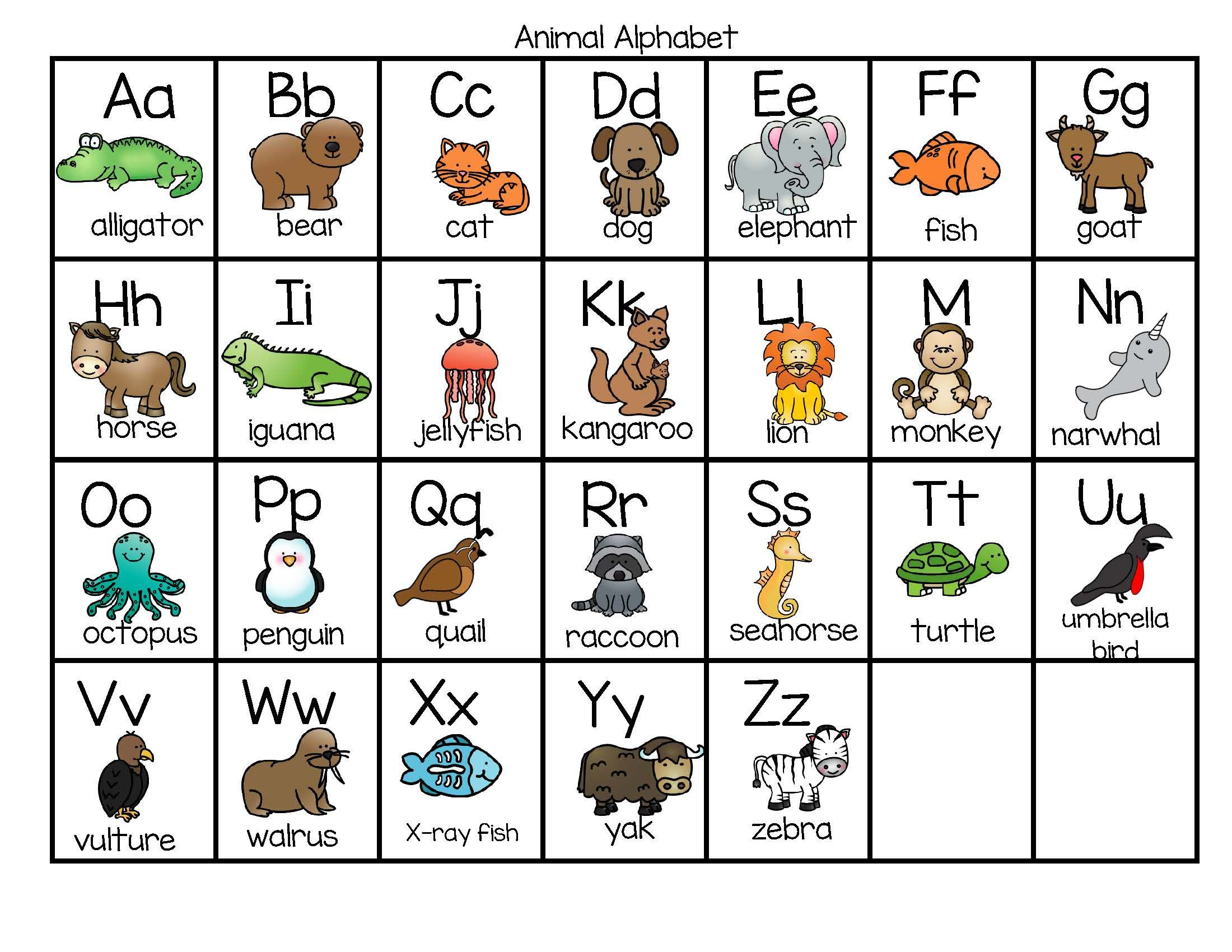 Alphabet Animals Printable - Printable Bingo Cards for Free Printable Animal Alphabet Letters
