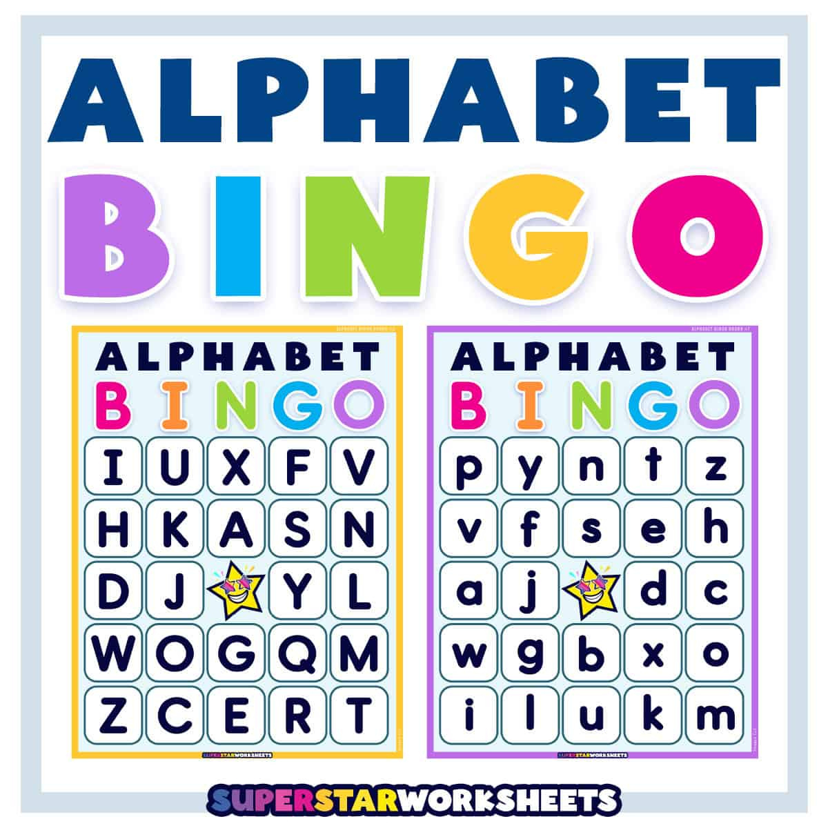 Alphabet Bingo - Superstar Worksheets with Free Printable Alphabet Bingo Cards